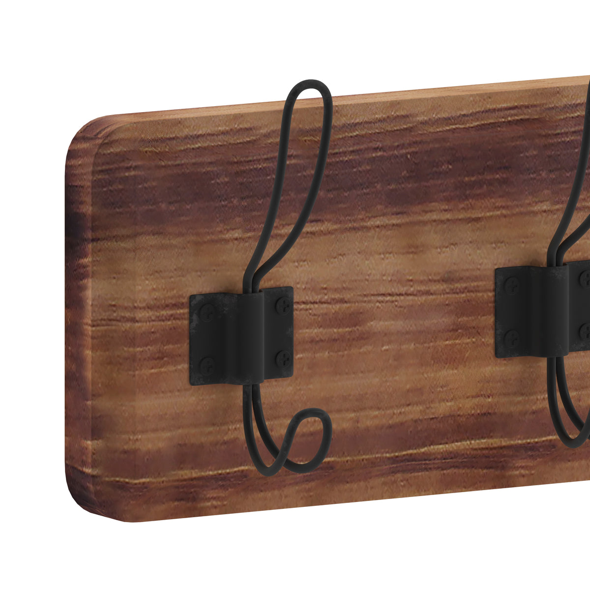 Daly Wall Mounted Solid Pine Wood Storage Rack with 5 Hanging Hooks For Entryway, Kitchen, Bathroom