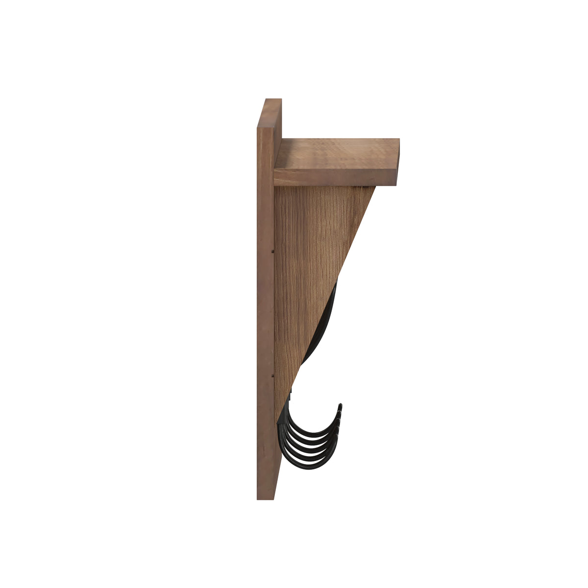 Daly Wall Mounted Solid Pine Wood Storage Rack with Upper Shelf and 5 Hanging Hooks For Entryway, Kitchen, Bathroom