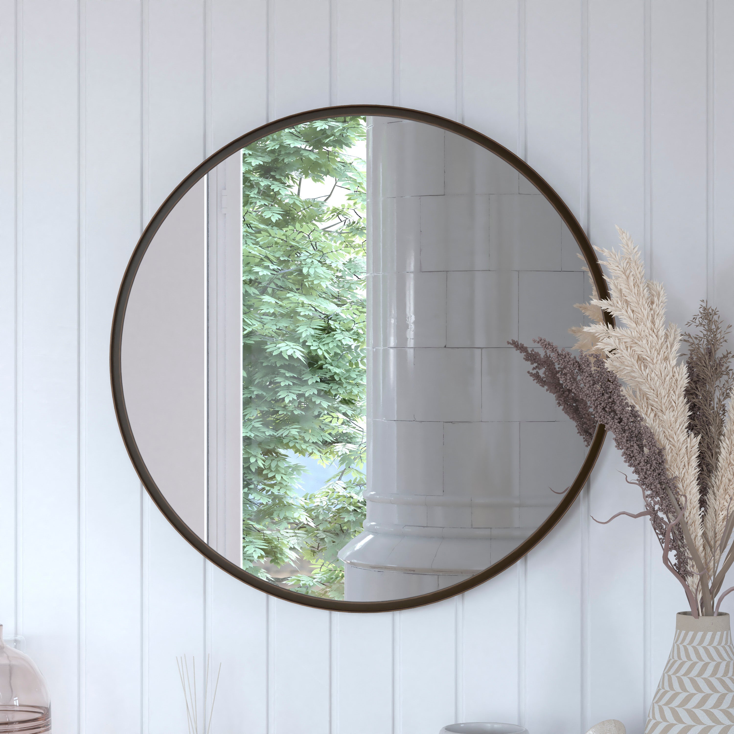 Jennifer Metal Framed Wall Mirror - Large Accent Mirror for Bathroom, Vanity, Entryway, Dining Room, & Living Room-Mirror-Flash Furniture-Wall2Wall Furnishings