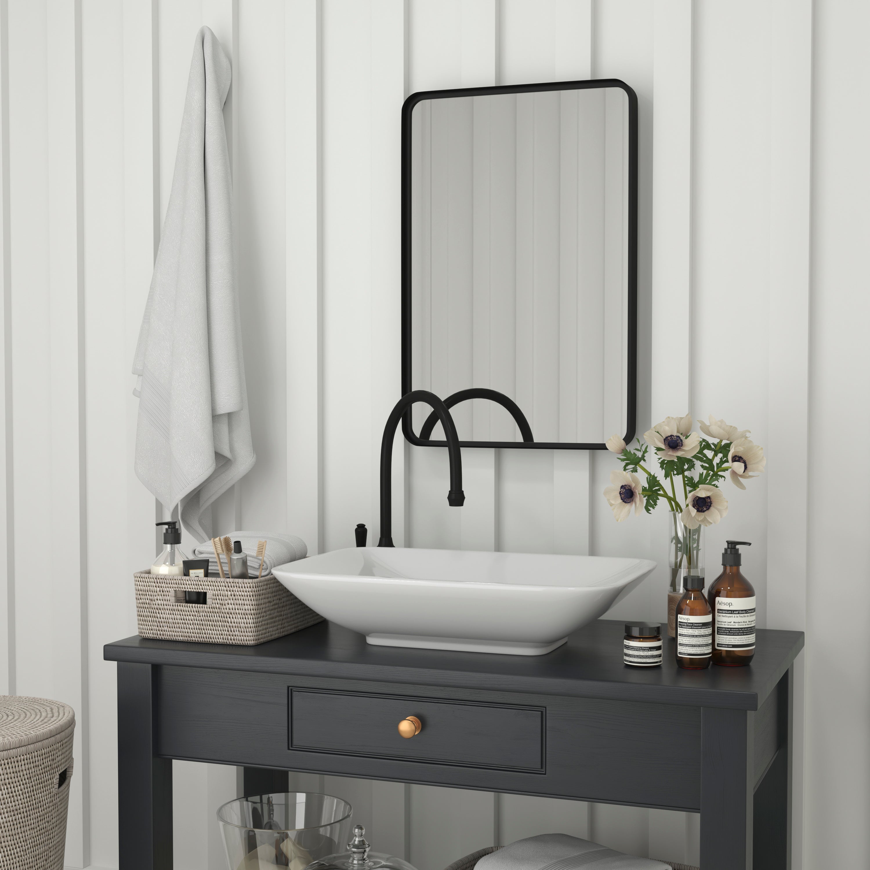 Janinne Decorative Wall Mirror - Rounded Corners, Bathroom & Living Room Glass Mirror Hangs Horizontal Or Vertical