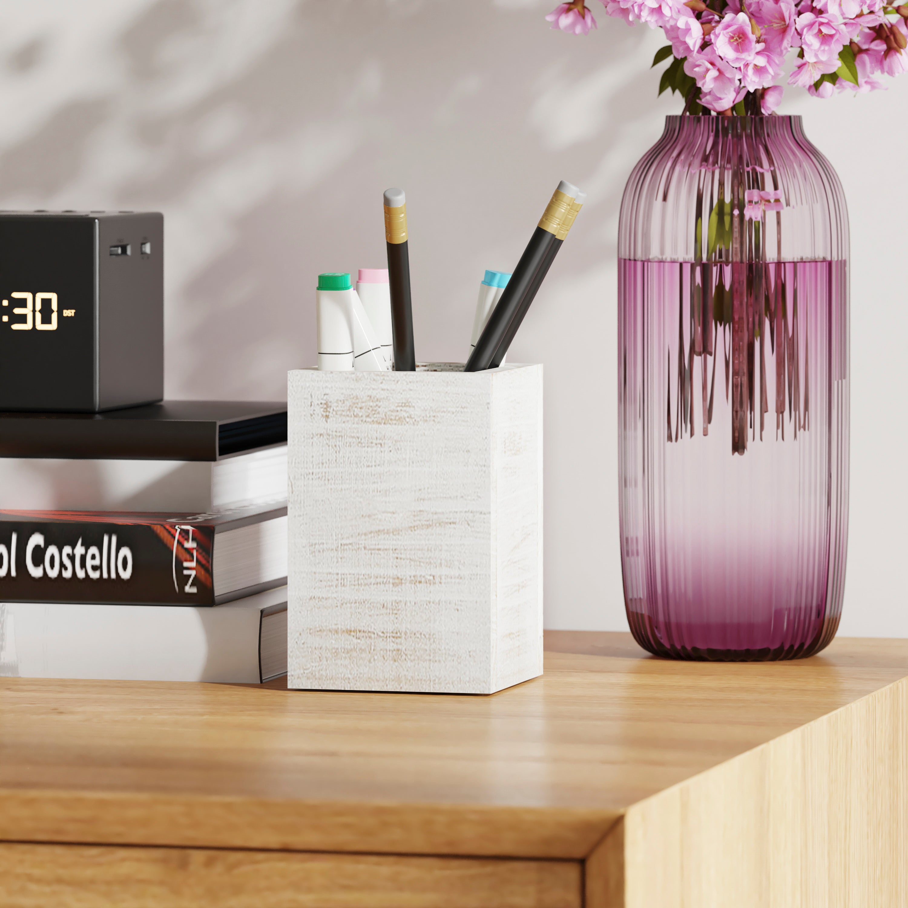 Comerford 3 Piece Metal and Wood Organizer Set For Desktop, Countertop, or Vanity