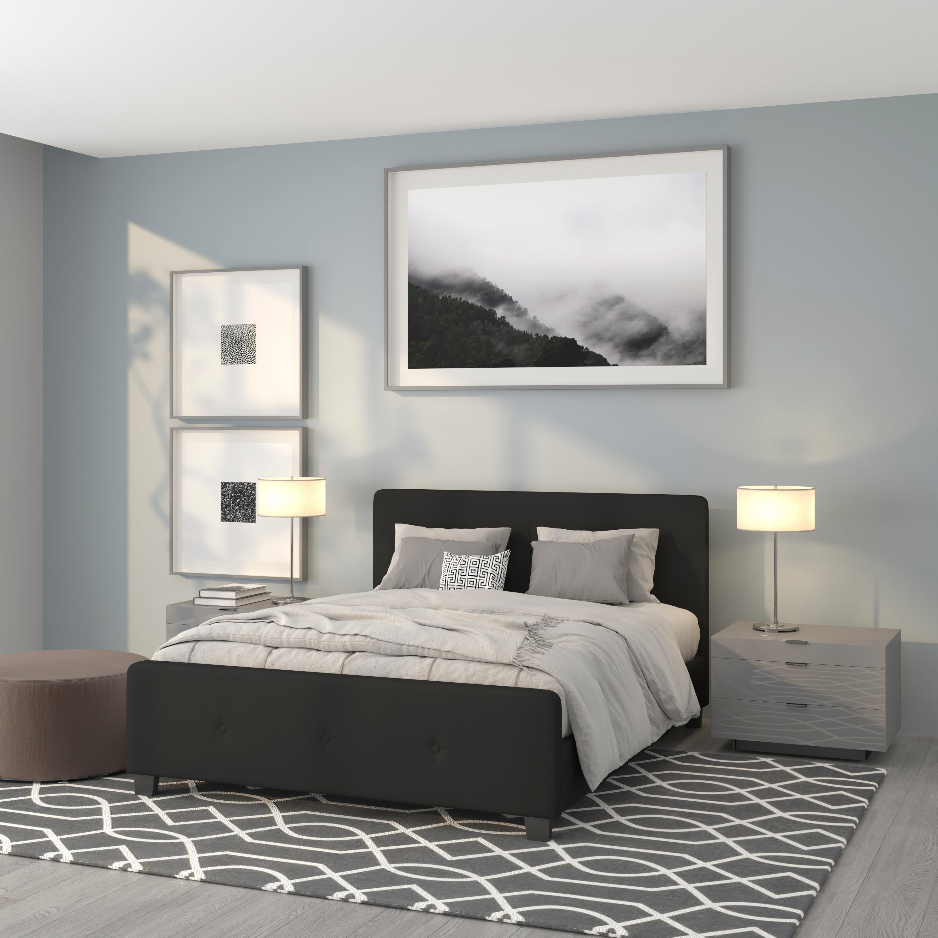 Tribeca Button Tufted Upholstered Platform Bed