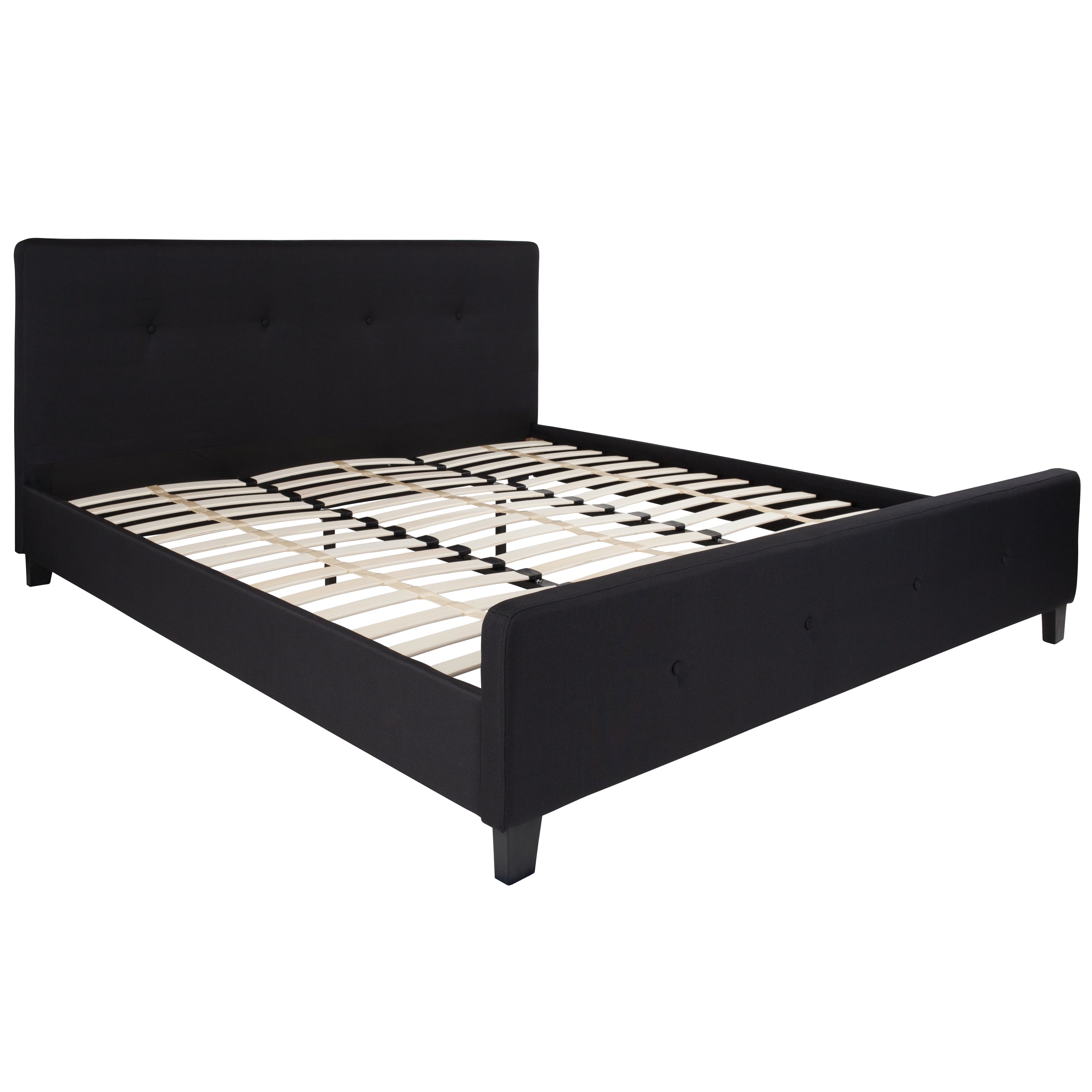 Tribeca Button Tufted Upholstered Platform Bed-Bed-Flash Furniture-Wall2Wall Furnishings
