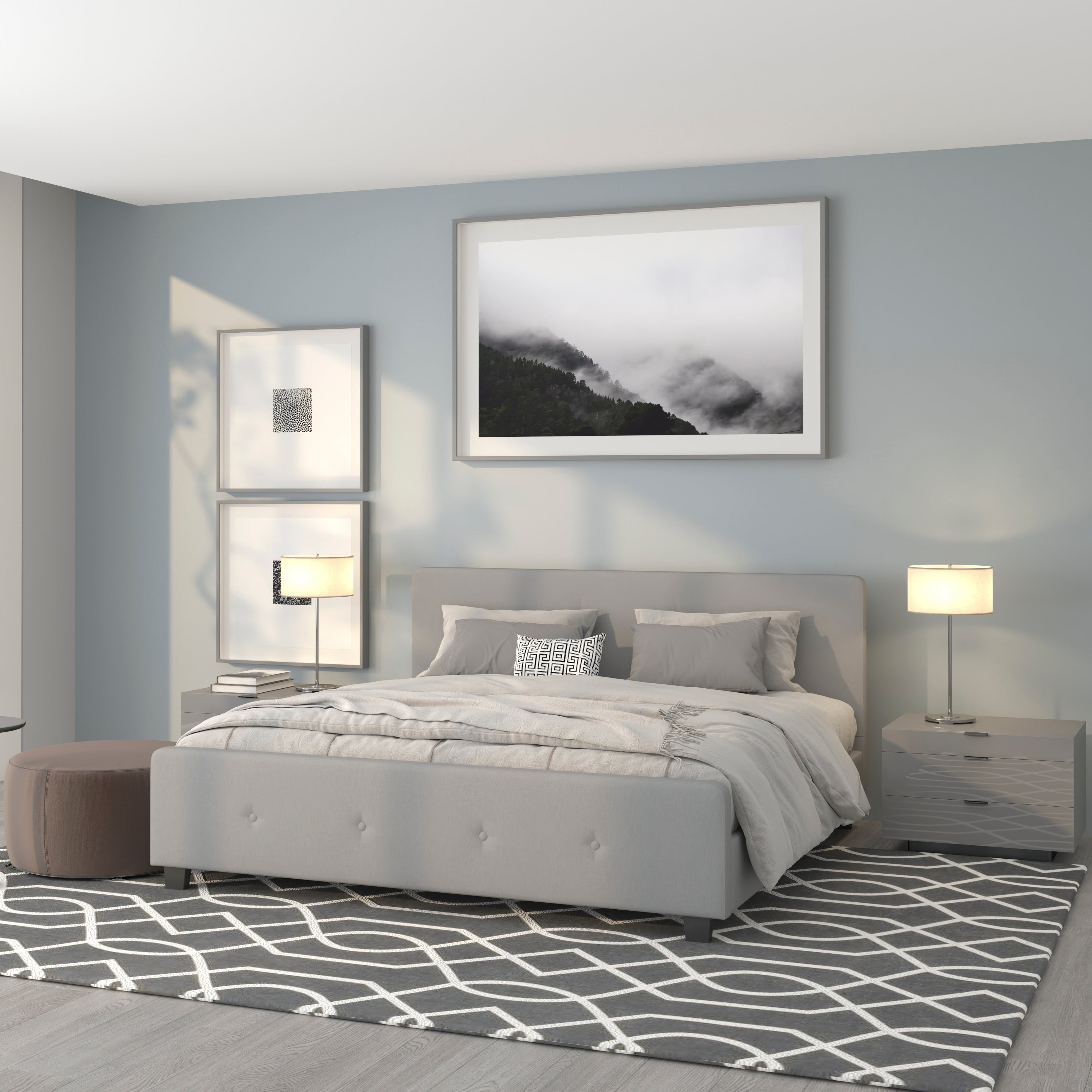 Tribeca Button Tufted Upholstered Platform Bed