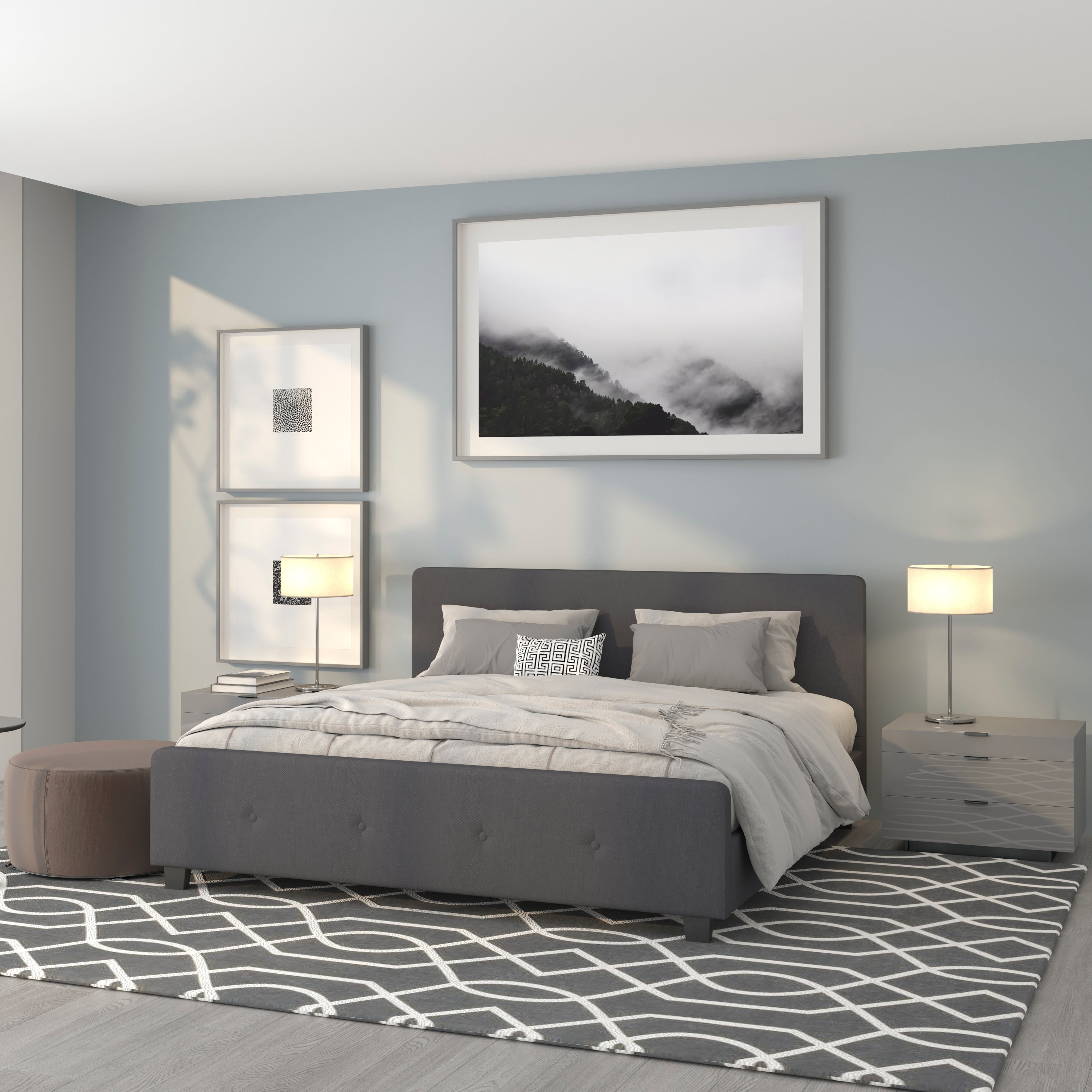 Tribeca Button Tufted Upholstered Platform Bed