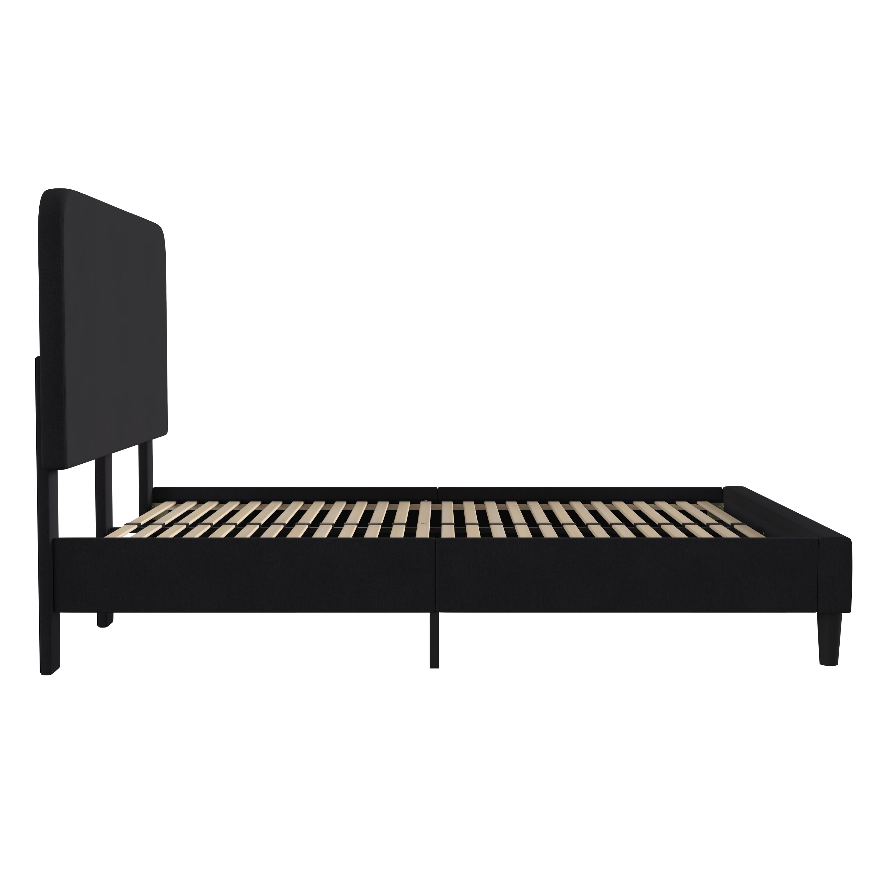 Addison Upholstered Platform Bed - Headboard with Rounded Edges - No Box Spring or Foundation Needed