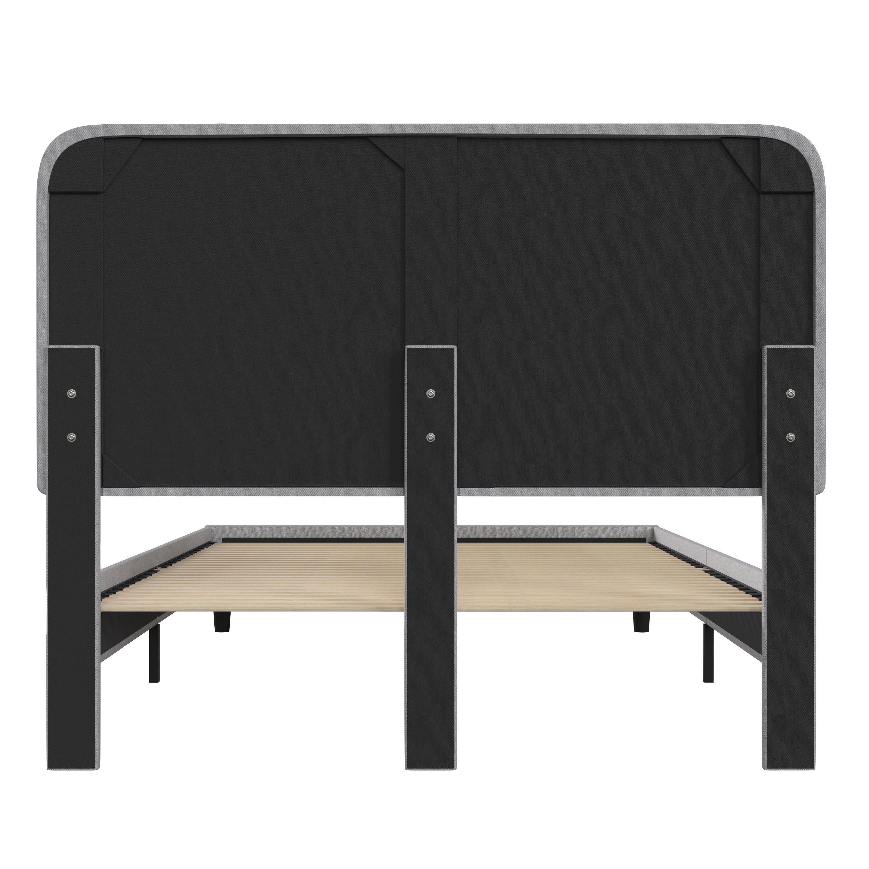 Addison Upholstered Platform Bed - Headboard with Rounded Edges - No Box Spring or Foundation Needed