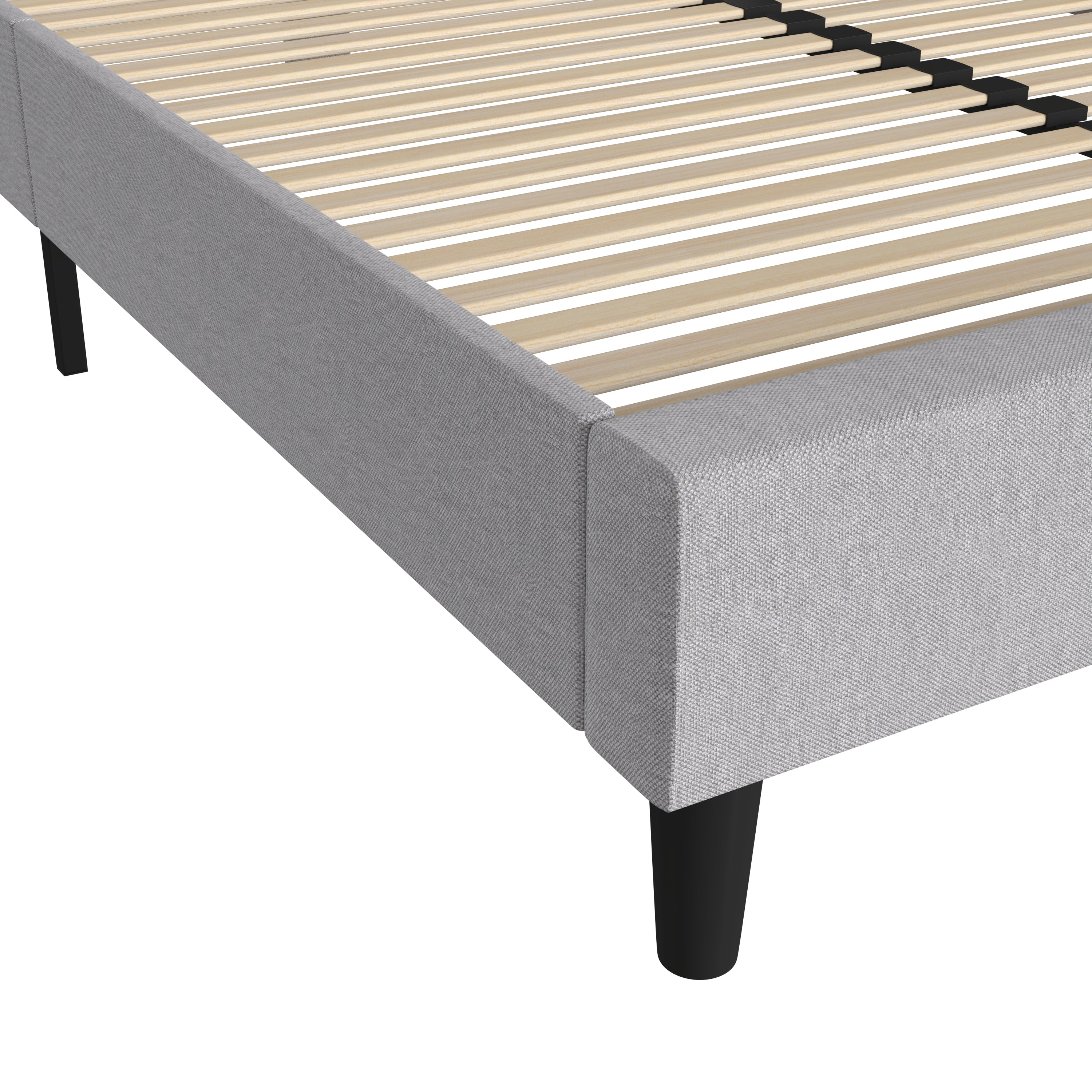 Addison Upholstered Platform Bed - Headboard with Rounded Edges - No Box Spring or Foundation Needed