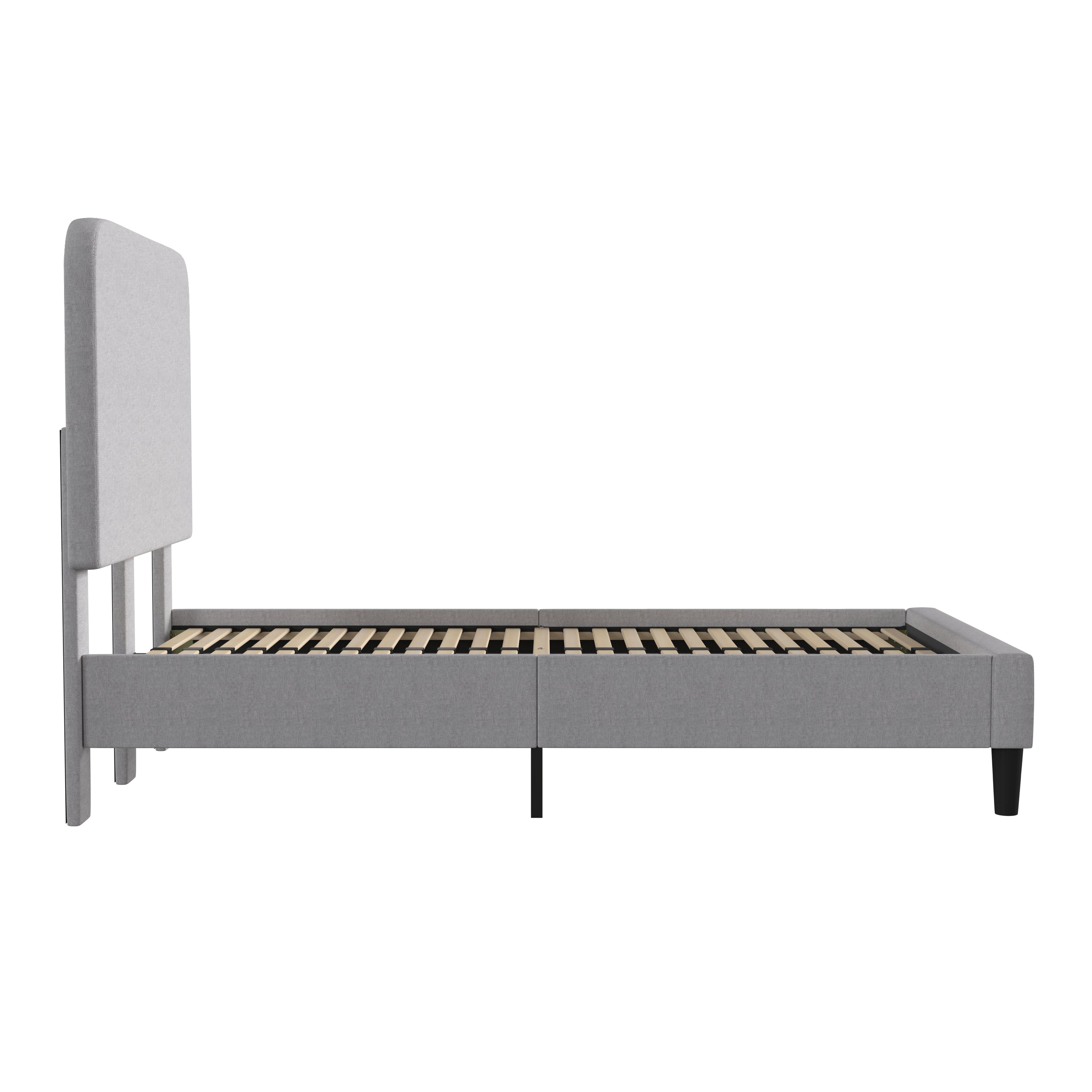 Addison Upholstered Platform Bed - Headboard with Rounded Edges - No Box Spring or Foundation Needed