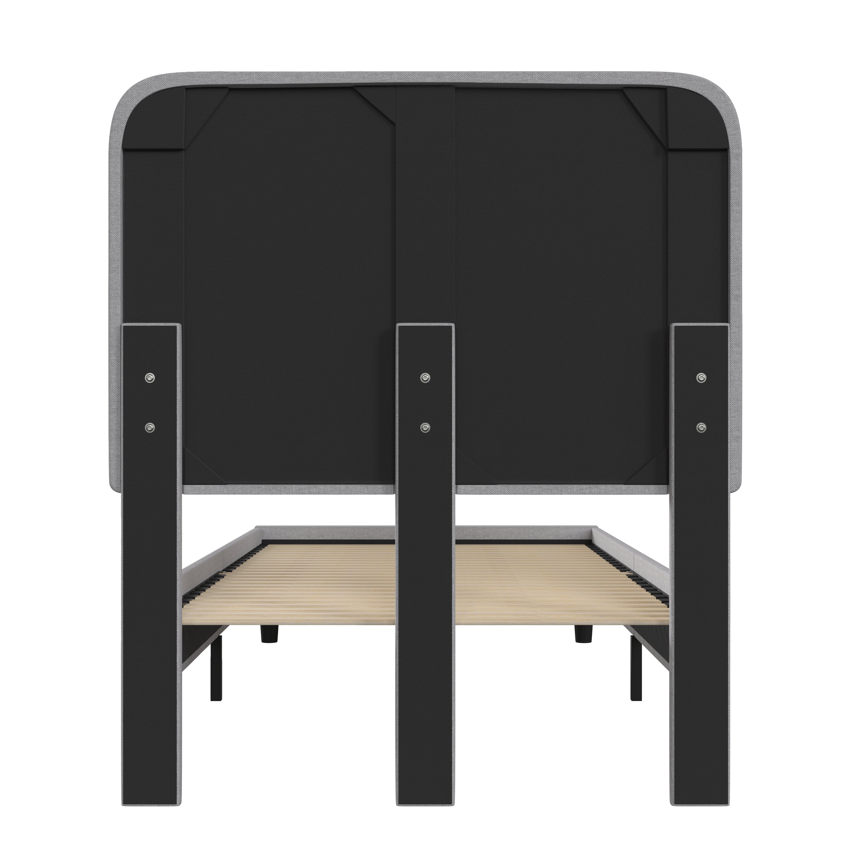 Addison Upholstered Platform Bed - Headboard with Rounded Edges - No Box Spring or Foundation Needed