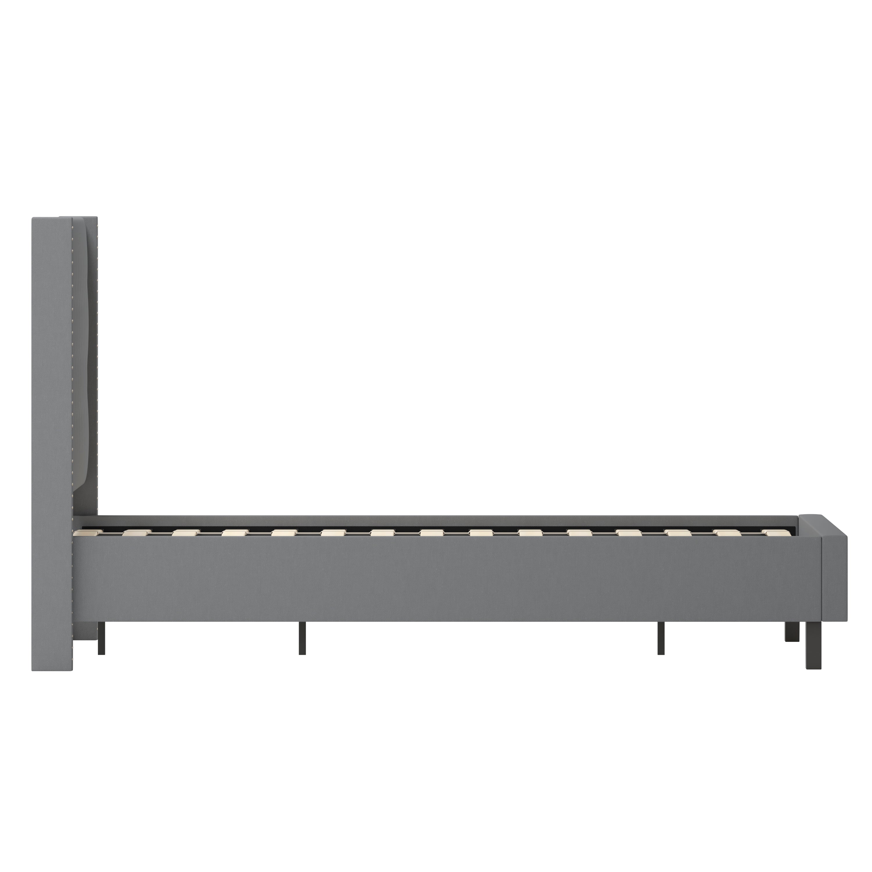 Riverdale Tufted Upholstered Platform Bed with Accent Nail Trimmed Extended Sides