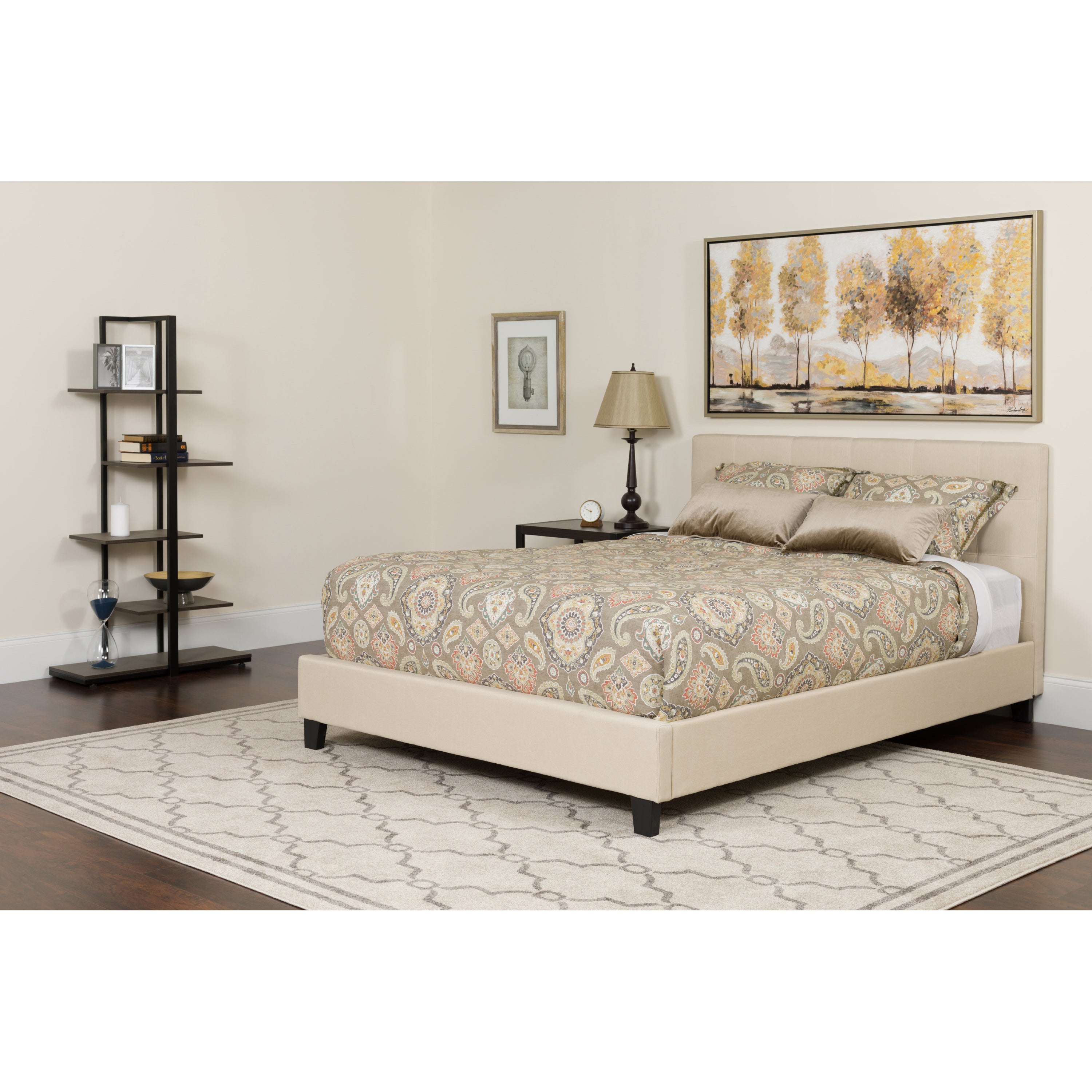 Tribeca Button Tufted Upholstered Platform Bed with Pocket Spring Mattress-Bed & Mattress-Flash Furniture-Wall2Wall Furnishings