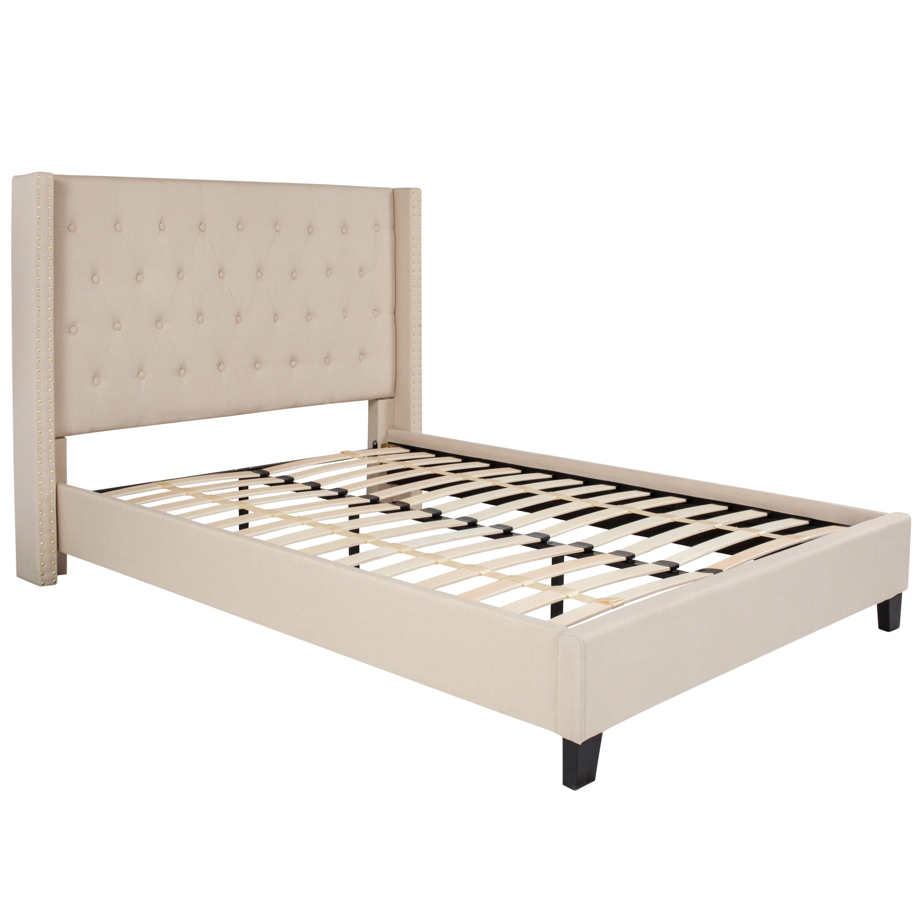 Riverdale Tufted Upholstered Platform Bed with 10 Inch CertiPUR-US Certified Foam and Pocket Spring Mattress-Bed & Mattress-Flash Furniture-Wall2Wall Furnishings