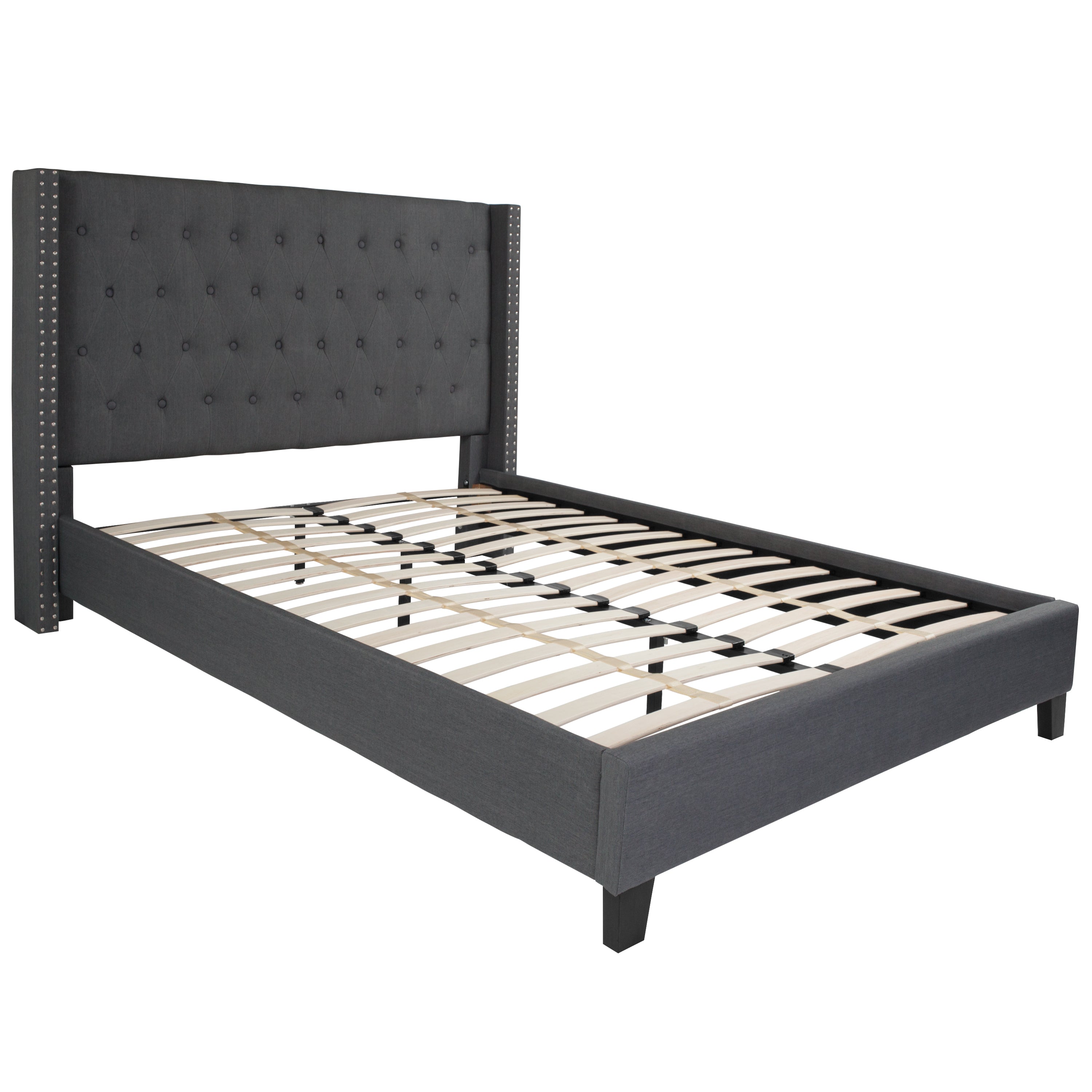 Riverdale Tufted Upholstered Platform Bed with 10 Inch CertiPUR-US Certified Foam and Pocket Spring Mattress-Bed & Mattress-Flash Furniture-Wall2Wall Furnishings