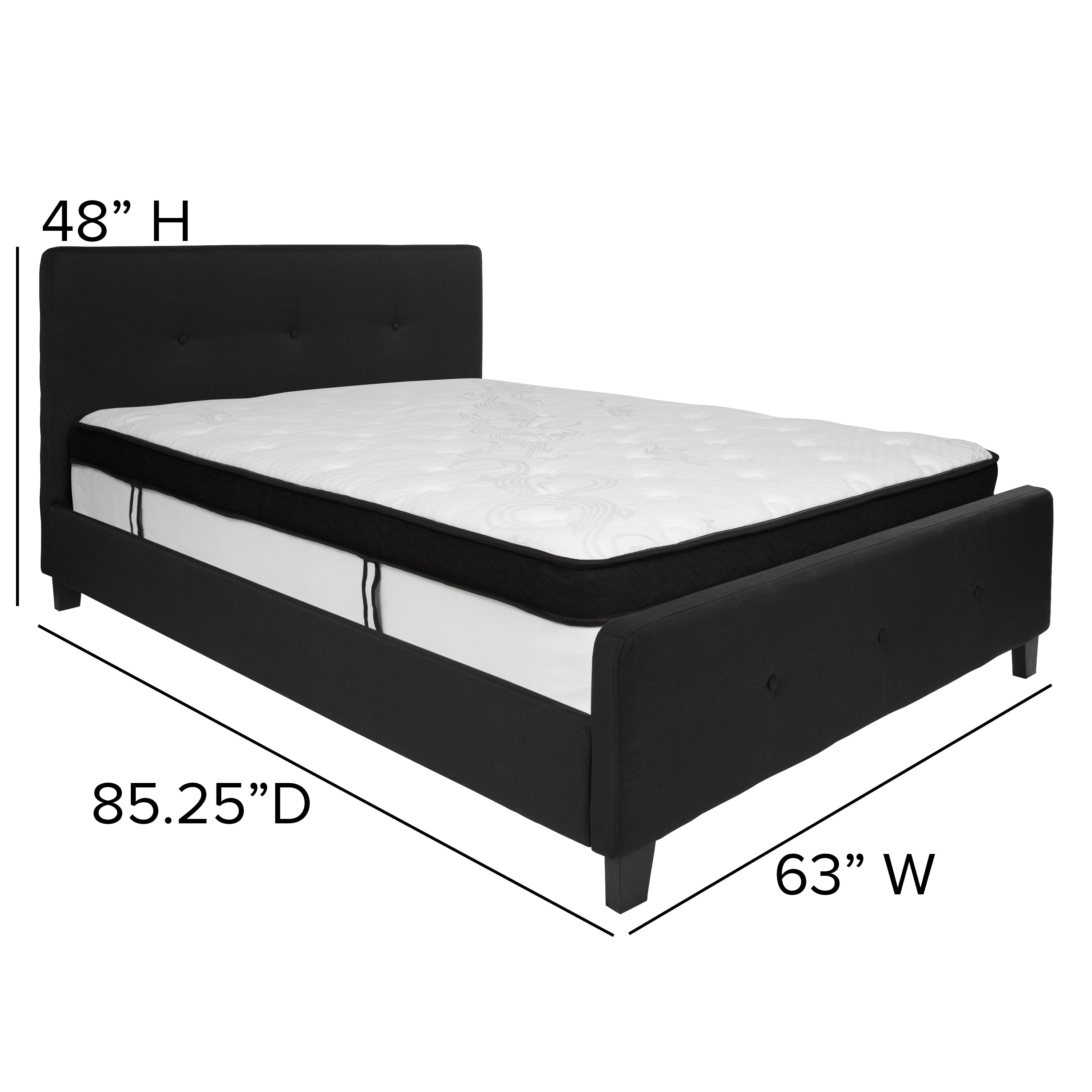 Tribeca Button Tufted Upholstered Platform Bed with Memory Foam Pocket Spring Mattress