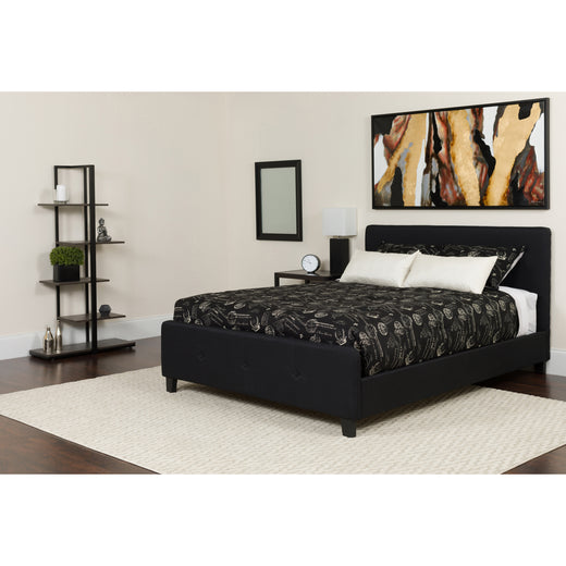 Tribeca Button Tufted Upholstered Platform Bed with Memory Foam Pocket Spring Mattress
