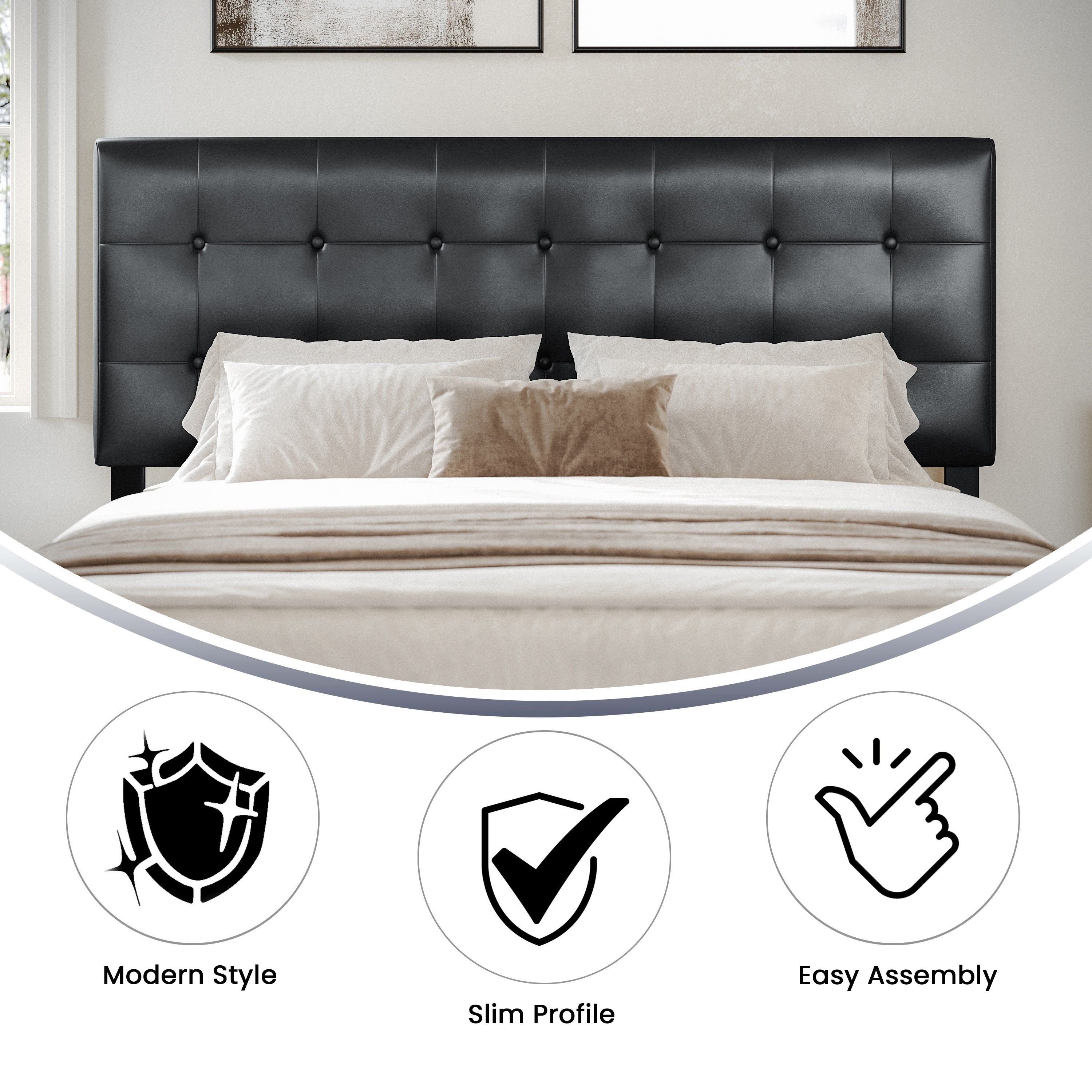 Lennox Button Tufted Upholstered Headboard