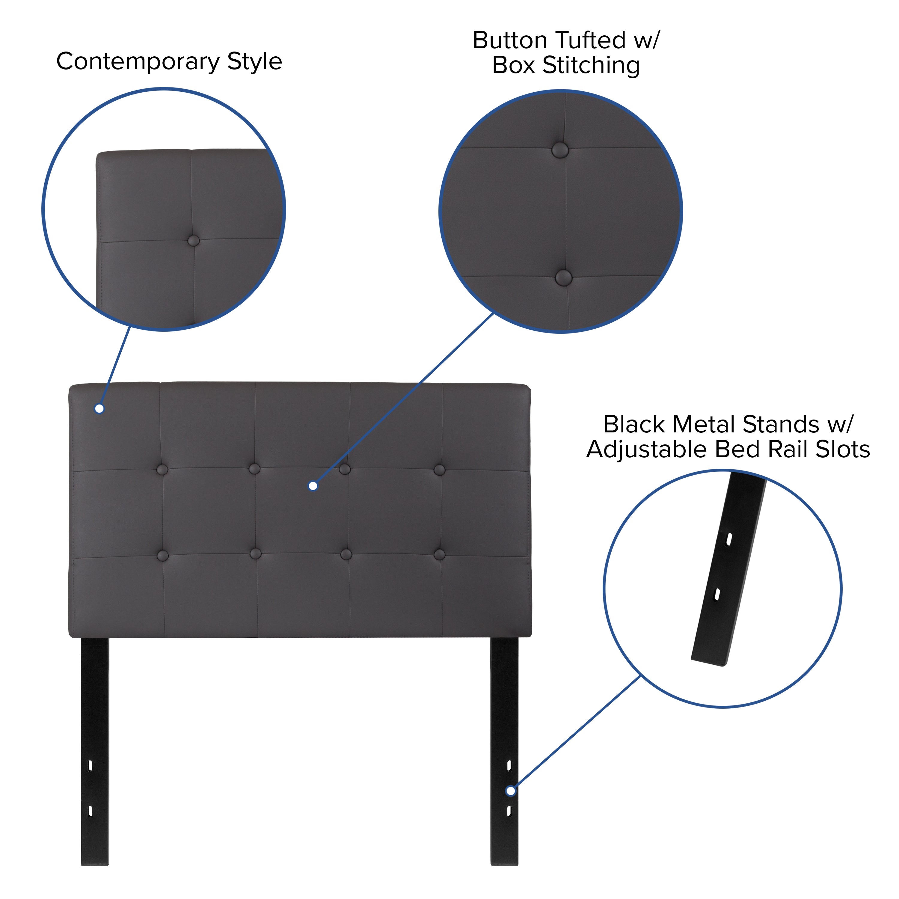 Lennox Button Tufted Upholstered Headboard-Headboard-Flash Furniture-Wall2Wall Furnishings