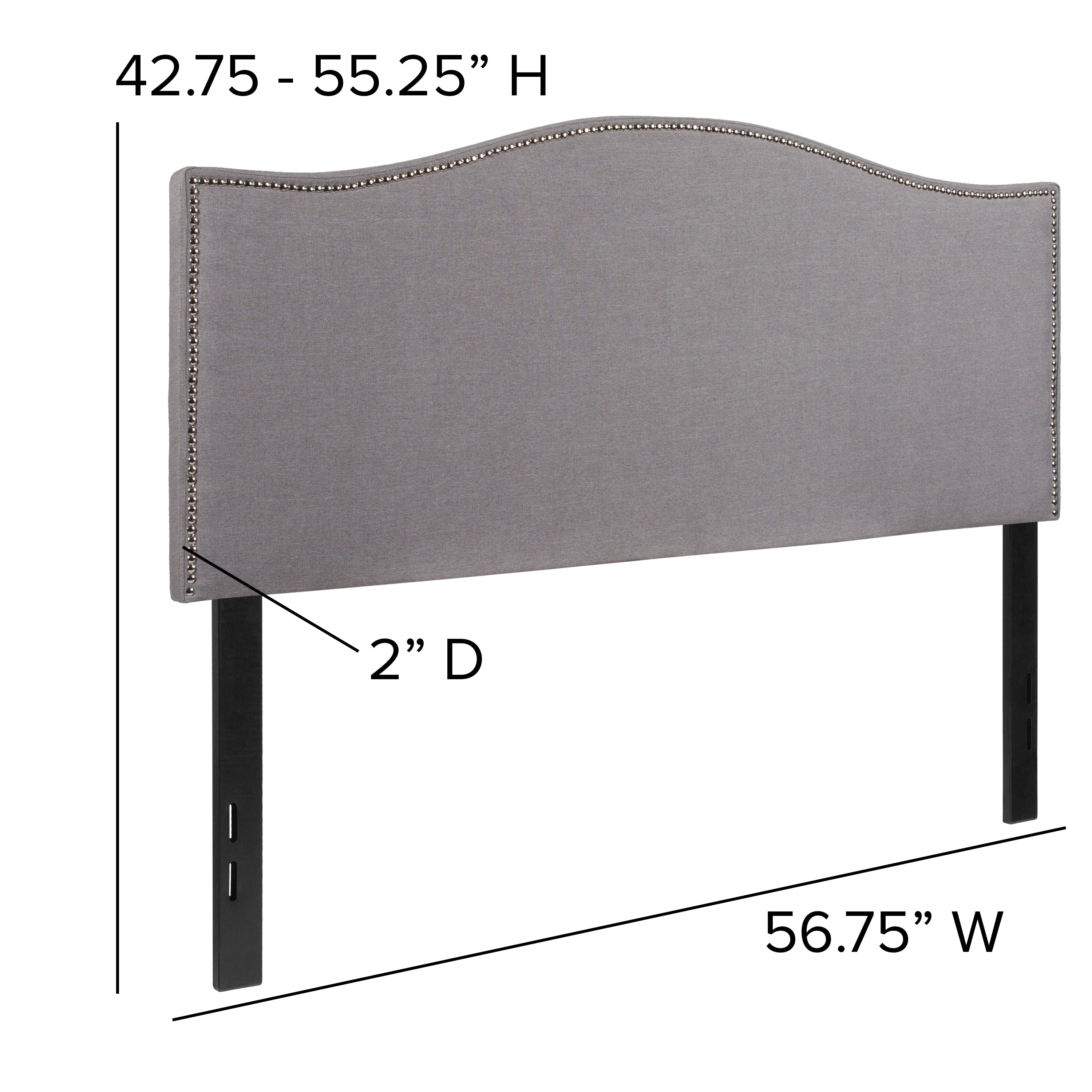Lexington Arched Upholstered Headboard with Accent Nail Trim-Headboard-Flash Furniture-Wall2Wall Furnishings