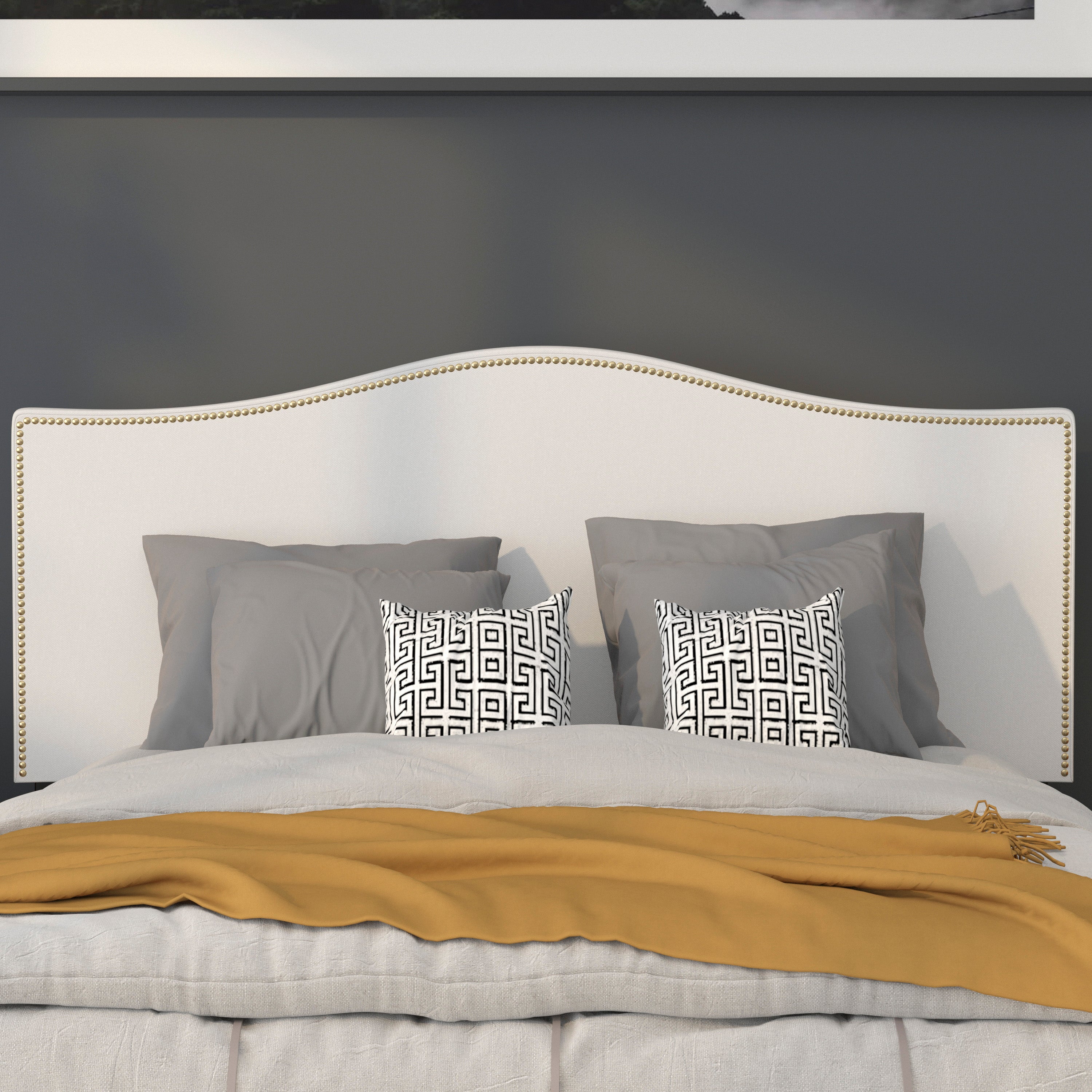 Lexington Arched Upholstered Headboard with Accent Nail Trim