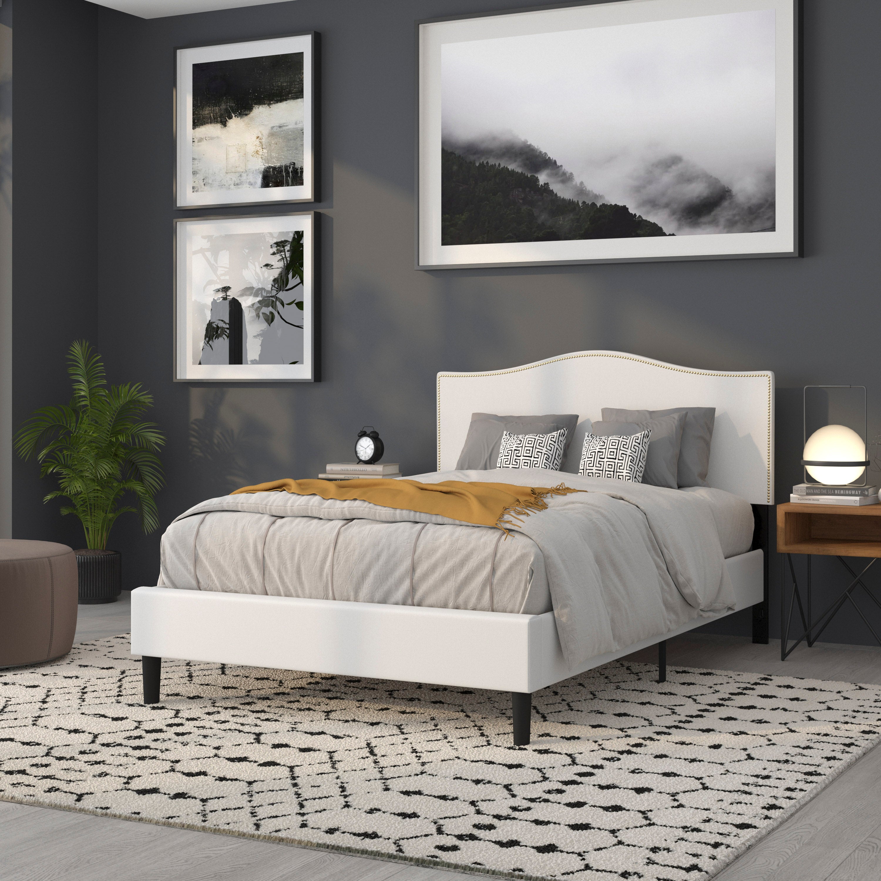 Lexington Arched Upholstered Headboard with Accent Nail Trim