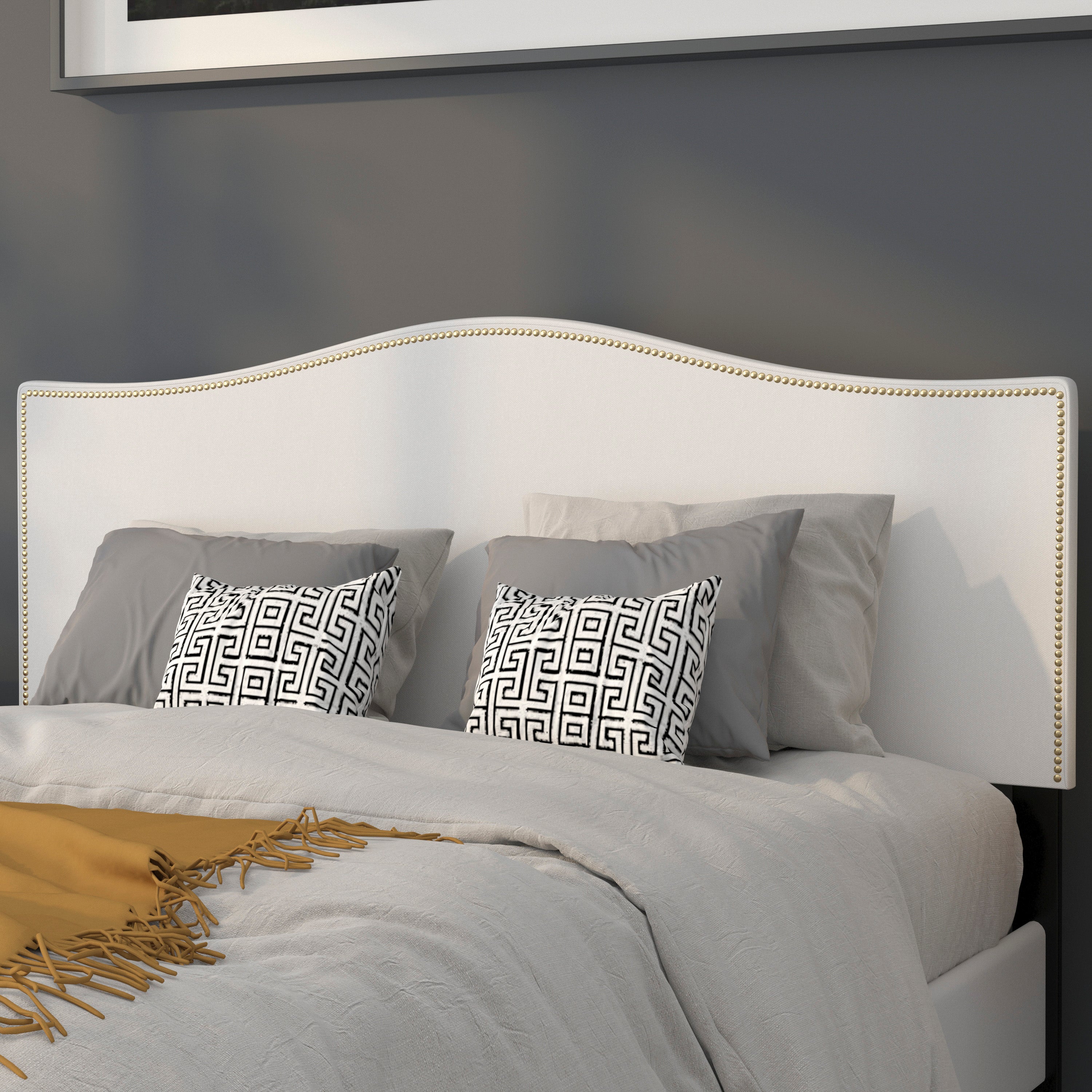 Lexington Arched Upholstered Headboard with Accent Nail Trim