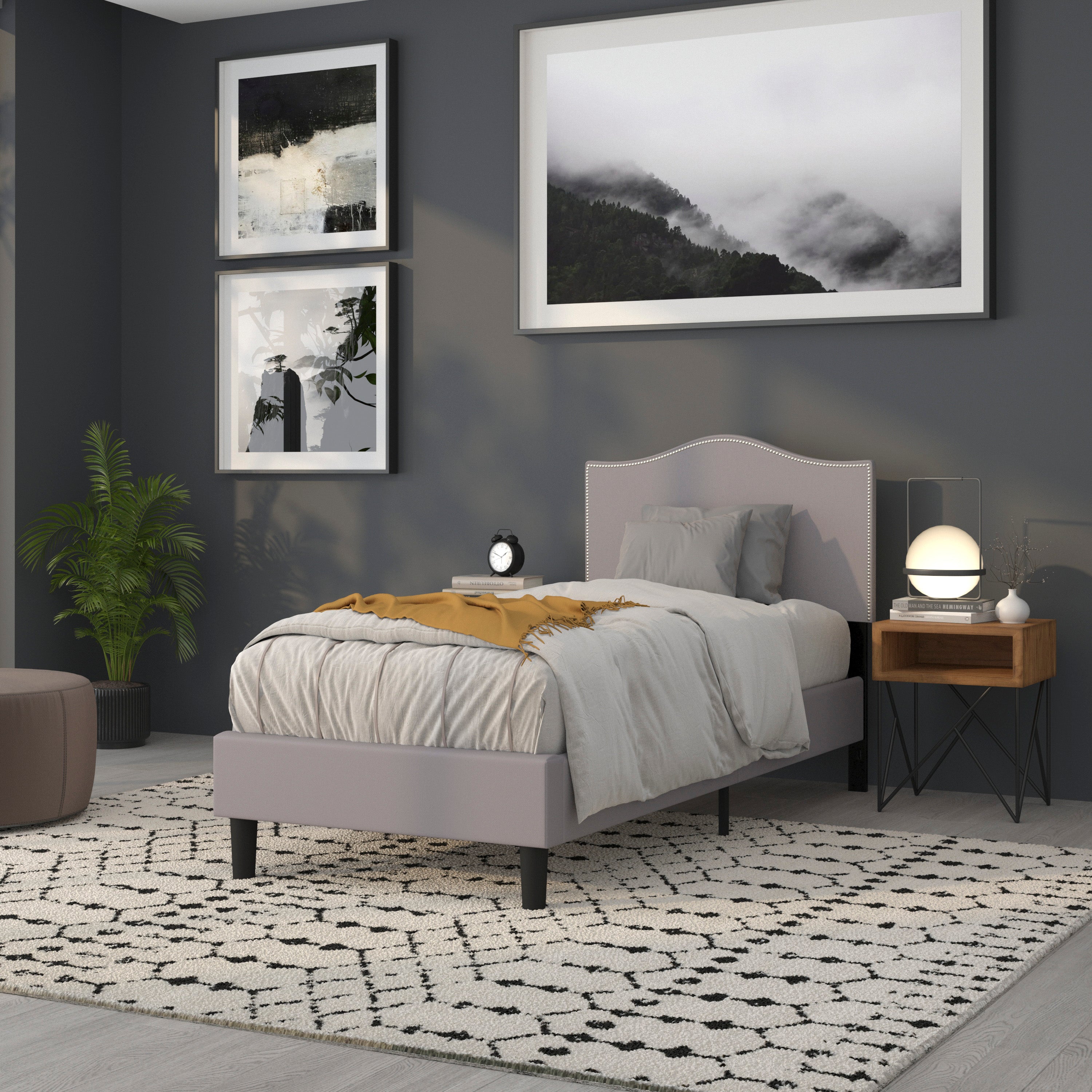Lexington Arched Upholstered Headboard with Accent Nail Trim