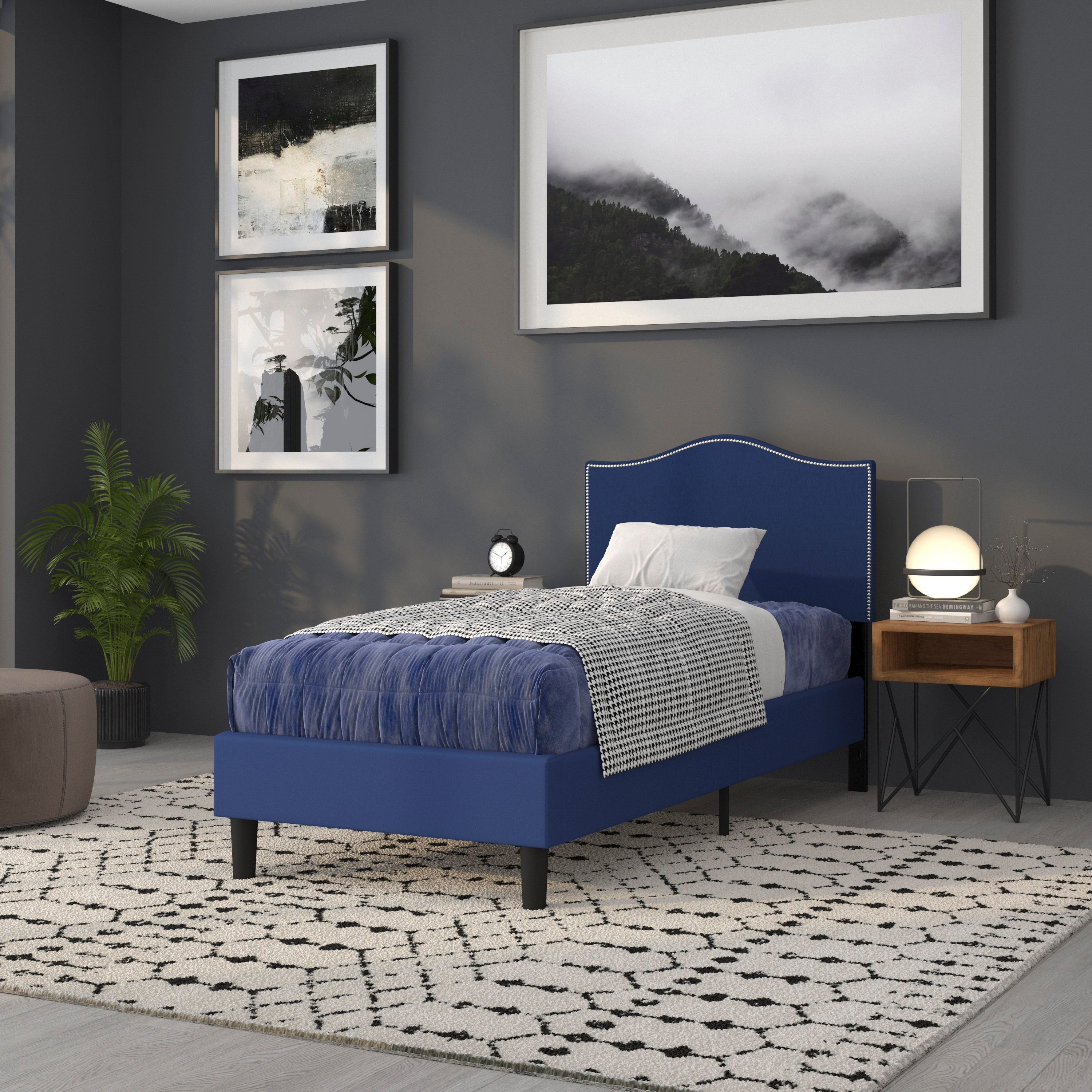 Lexington Arched Upholstered Headboard with Accent Nail Trim