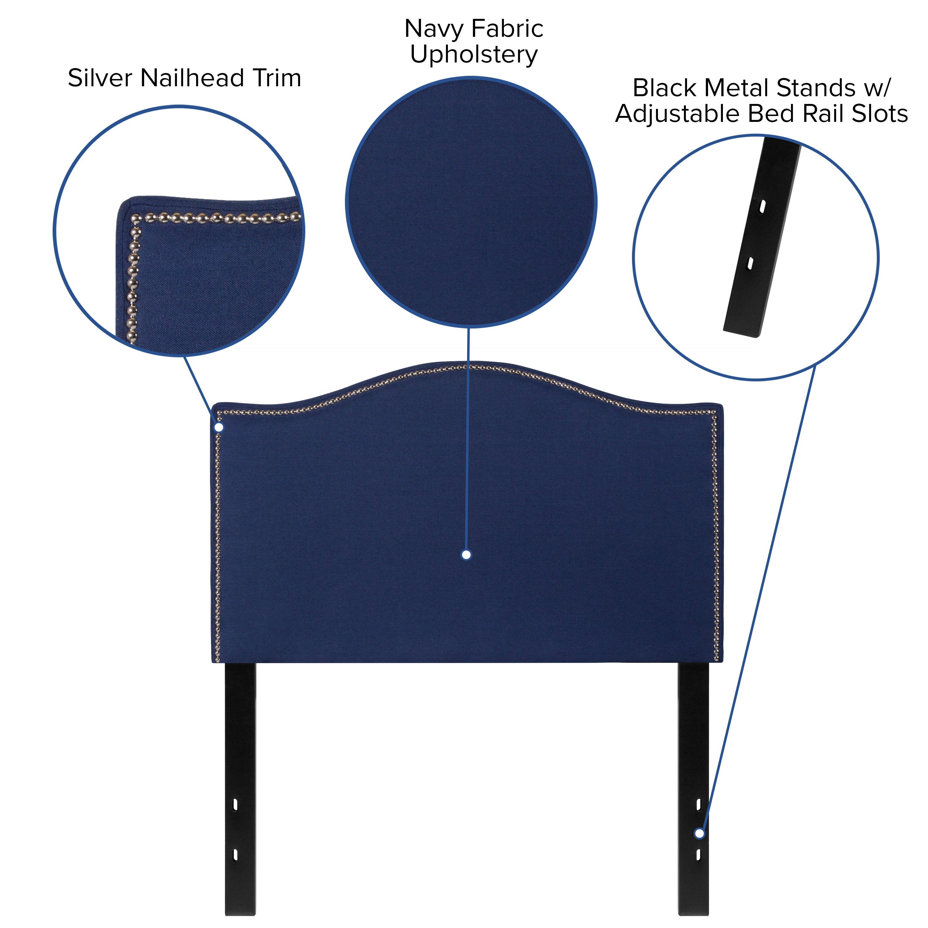 Lexington Arched Upholstered Headboard with Accent Nail Trim