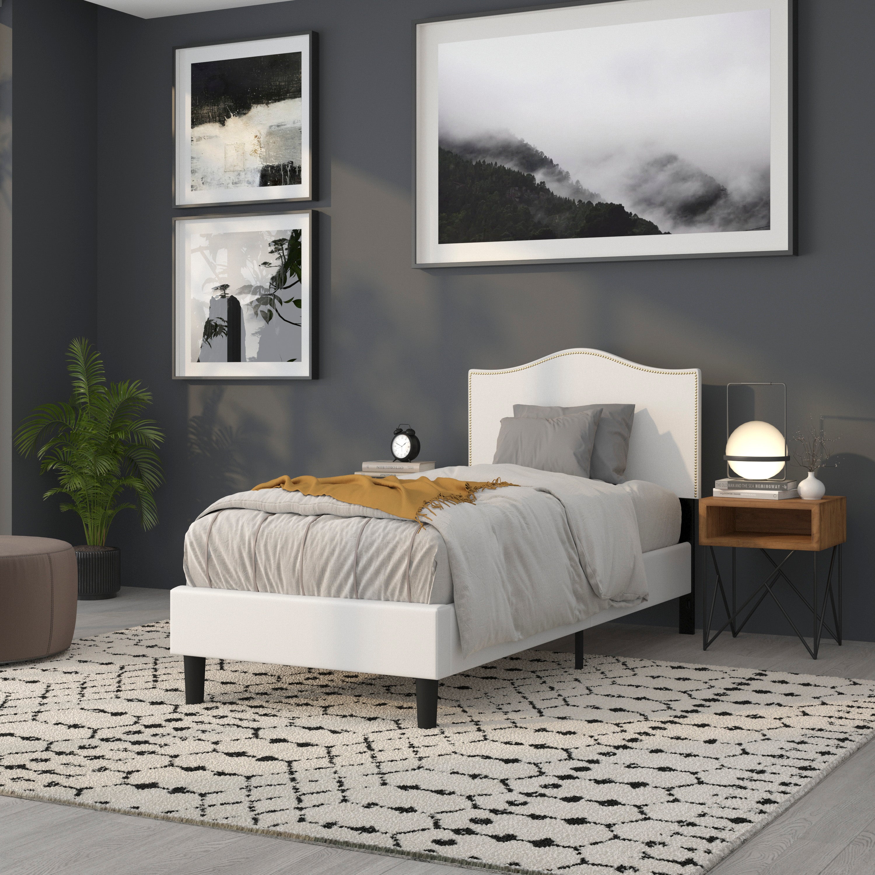 Lexington Arched Upholstered Headboard with Accent Nail Trim