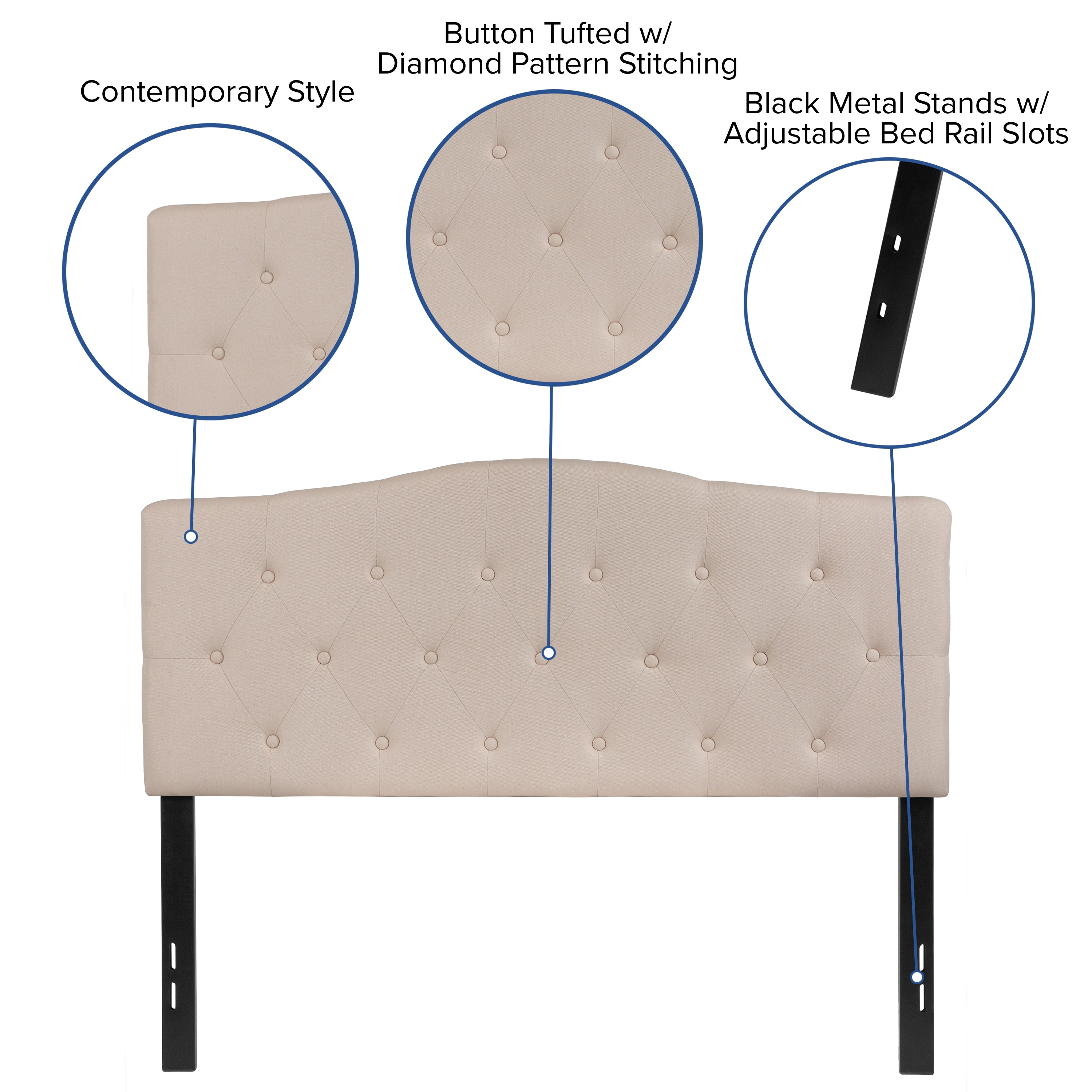 Cambridge Arched Button Tufted Upholstered Headboard