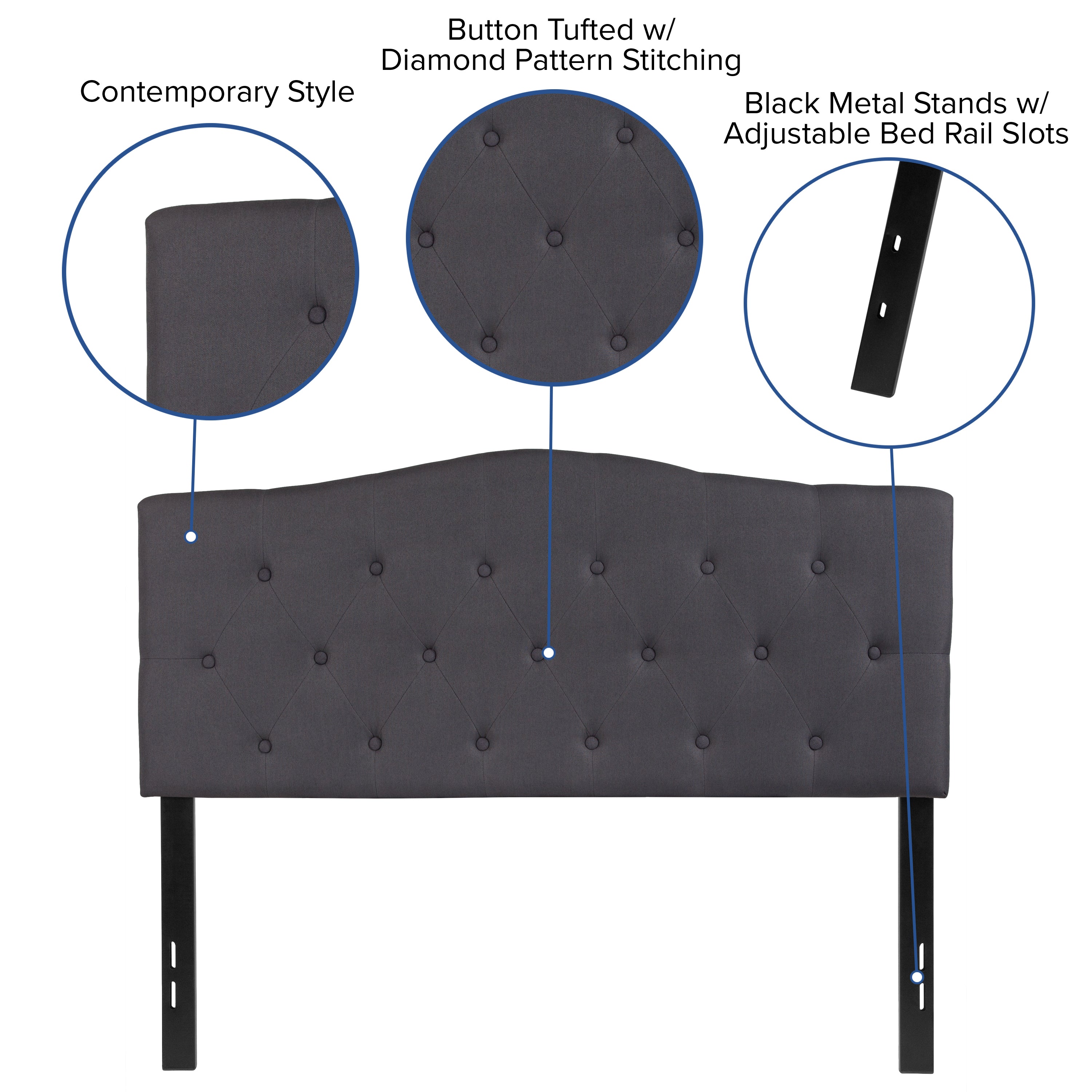 Cambridge Arched Button Tufted Upholstered Headboard