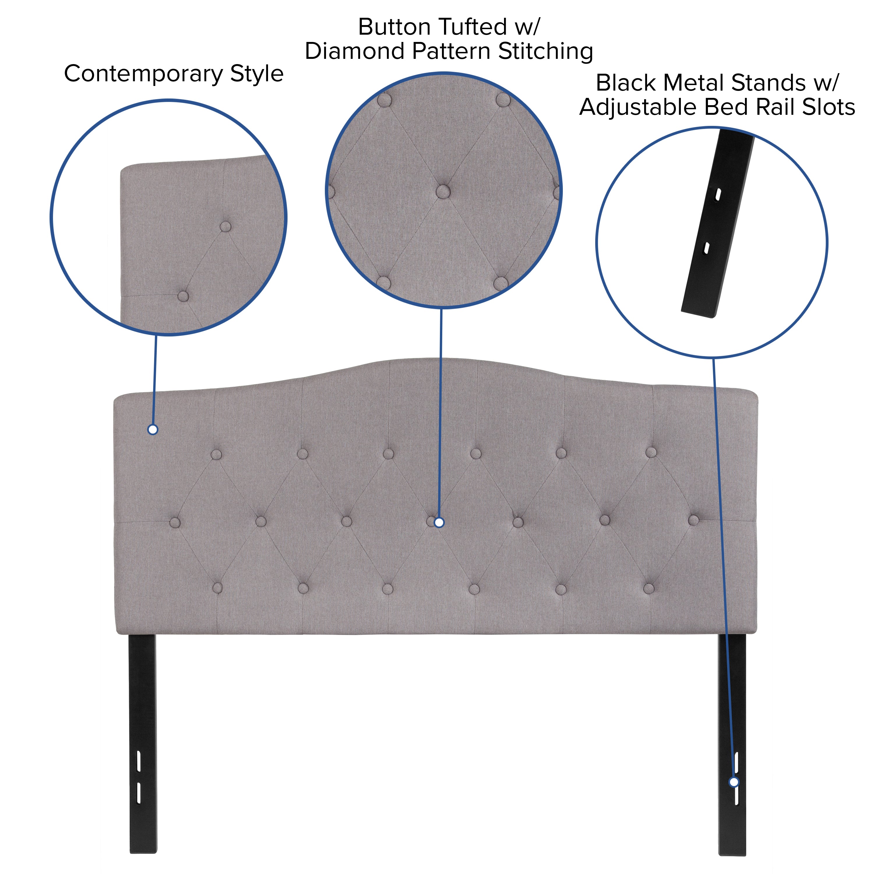 Cambridge Arched Button Tufted Upholstered Headboard
