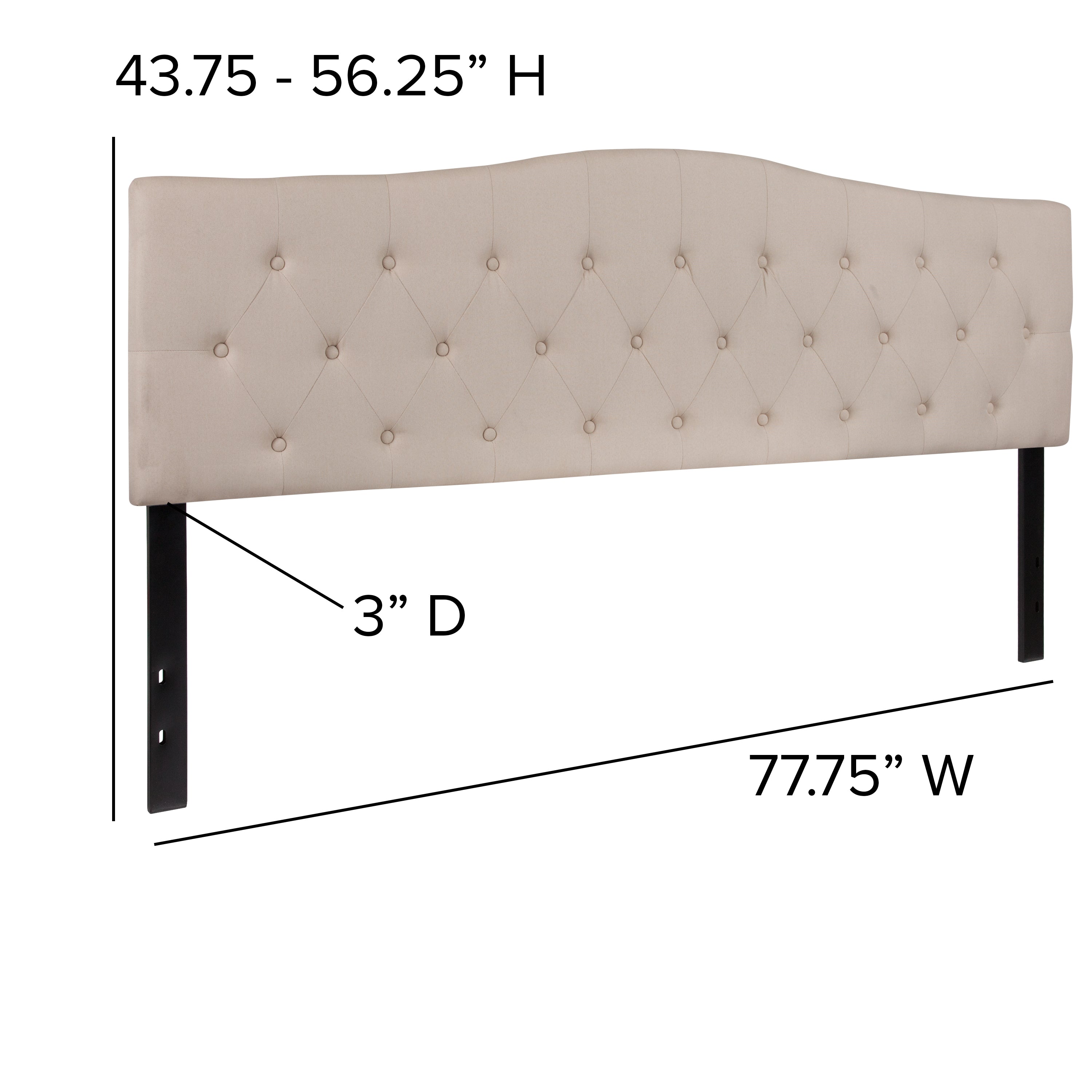 Cambridge Arched Button Tufted Upholstered Headboard-Headboard-Flash Furniture-Wall2Wall Furnishings