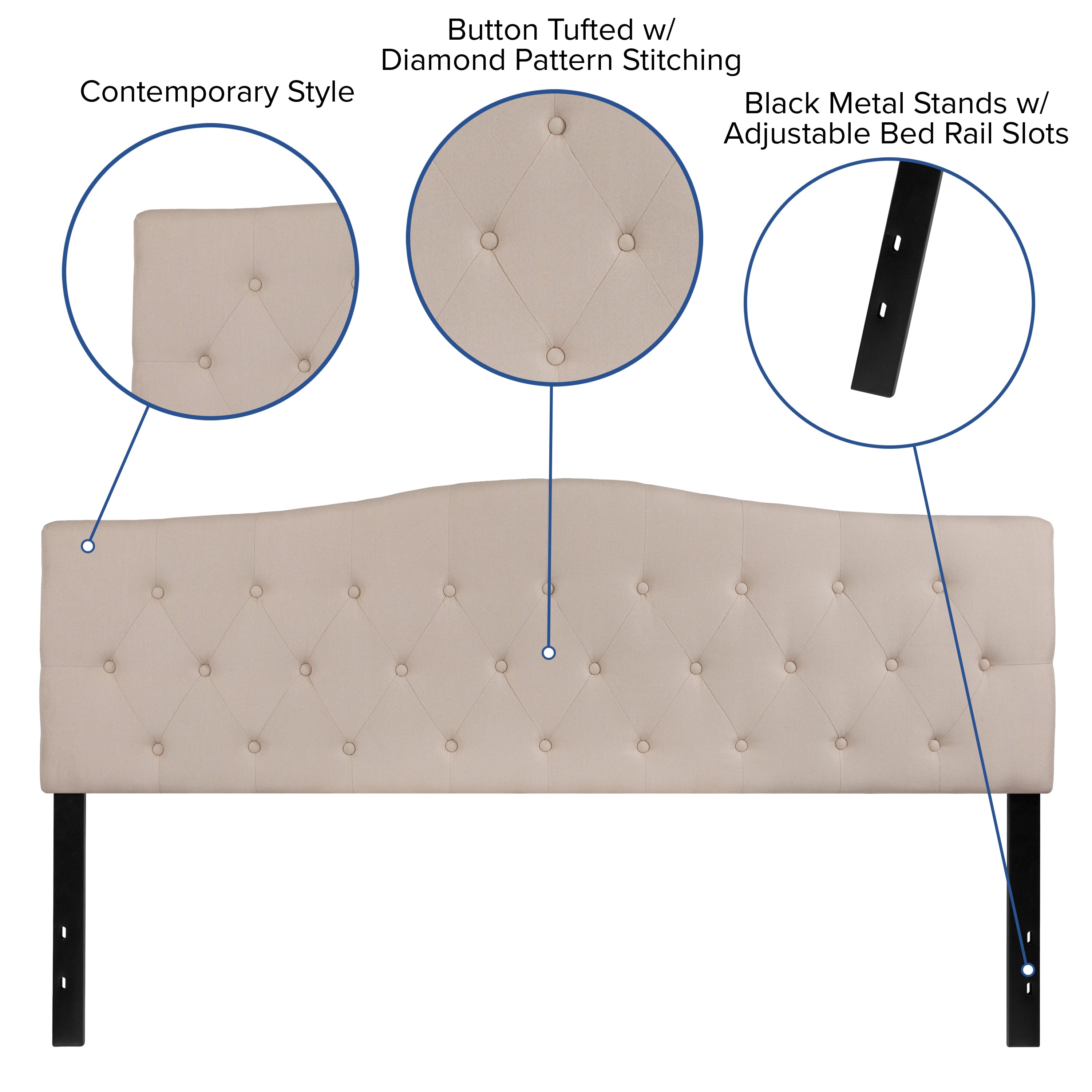 Cambridge Arched Button Tufted Upholstered Headboard