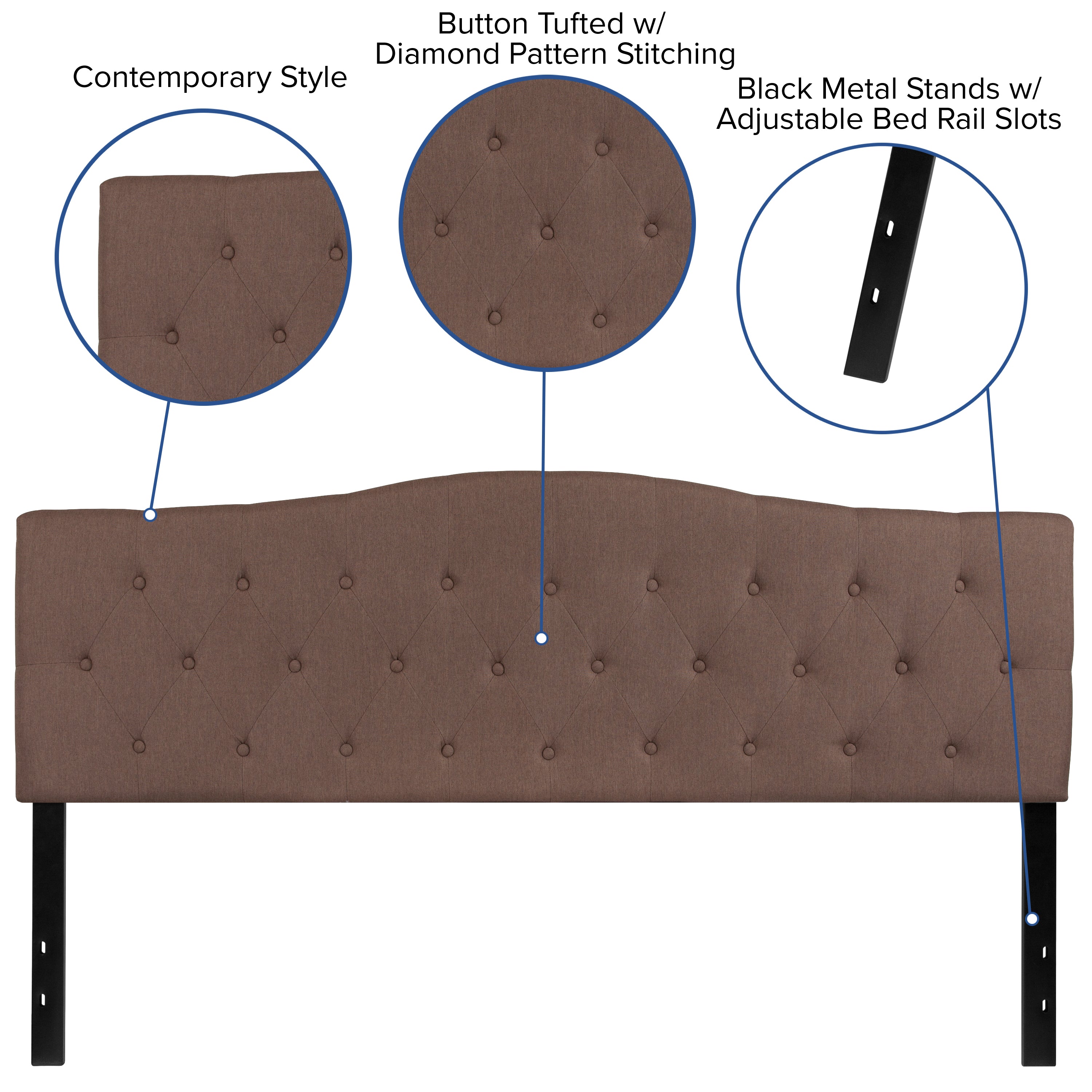 Cambridge Arched Button Tufted Upholstered Headboard