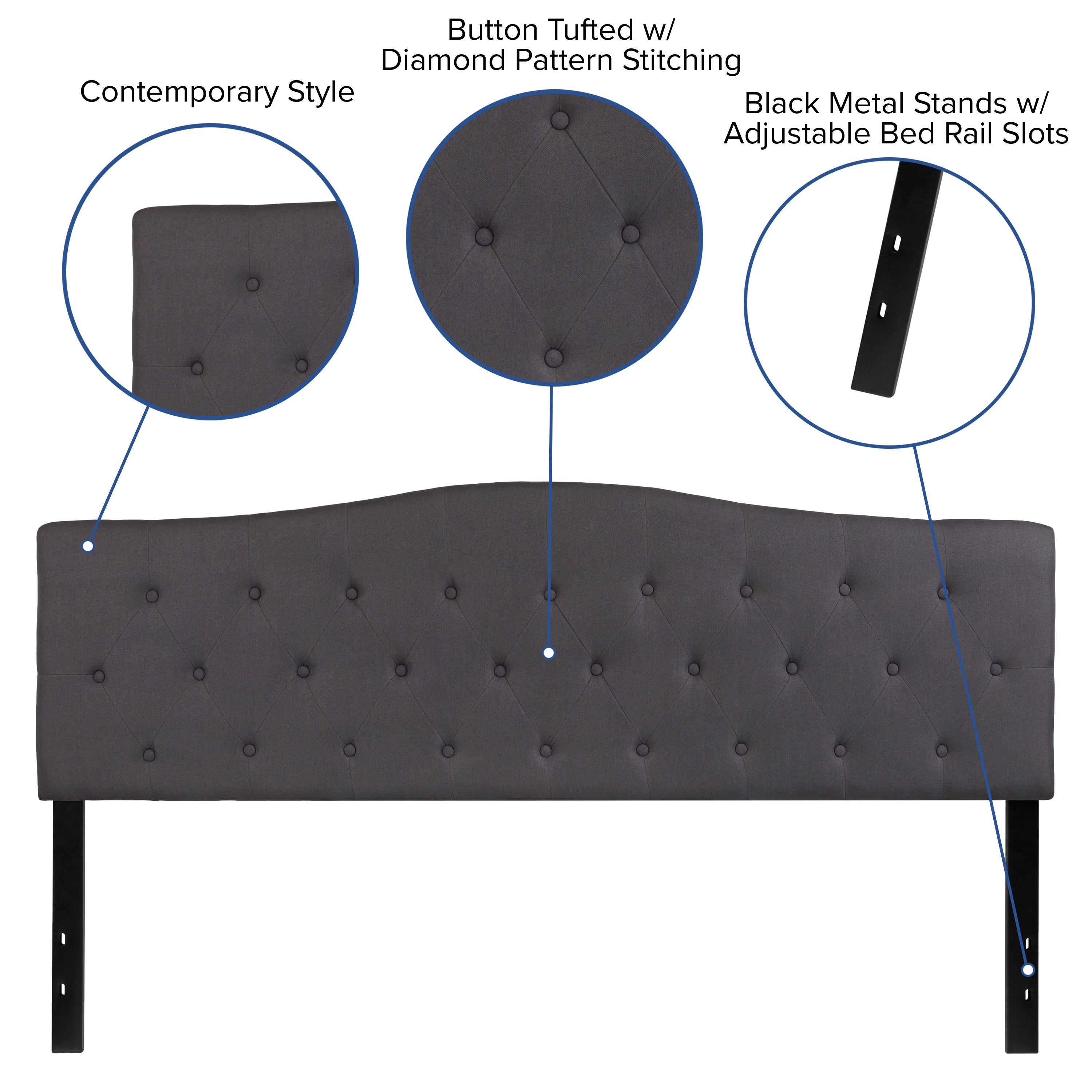 Cambridge Arched Button Tufted Upholstered Headboard