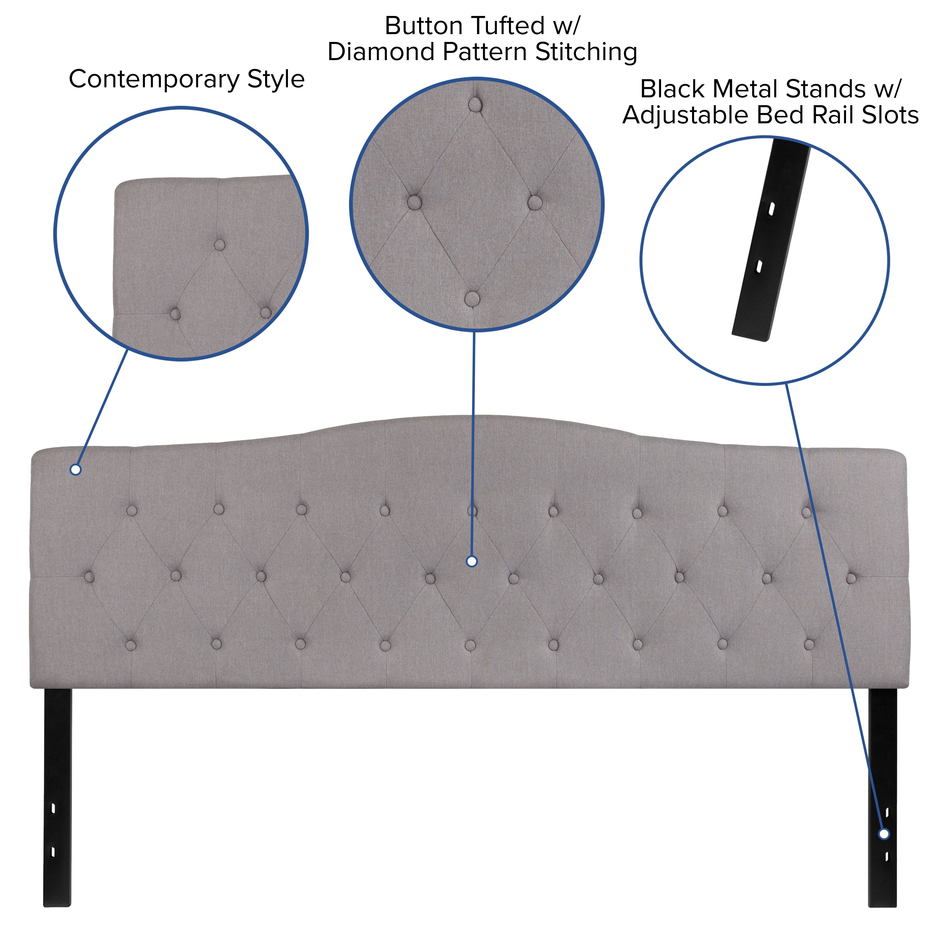 Cambridge Arched Button Tufted Upholstered Headboard