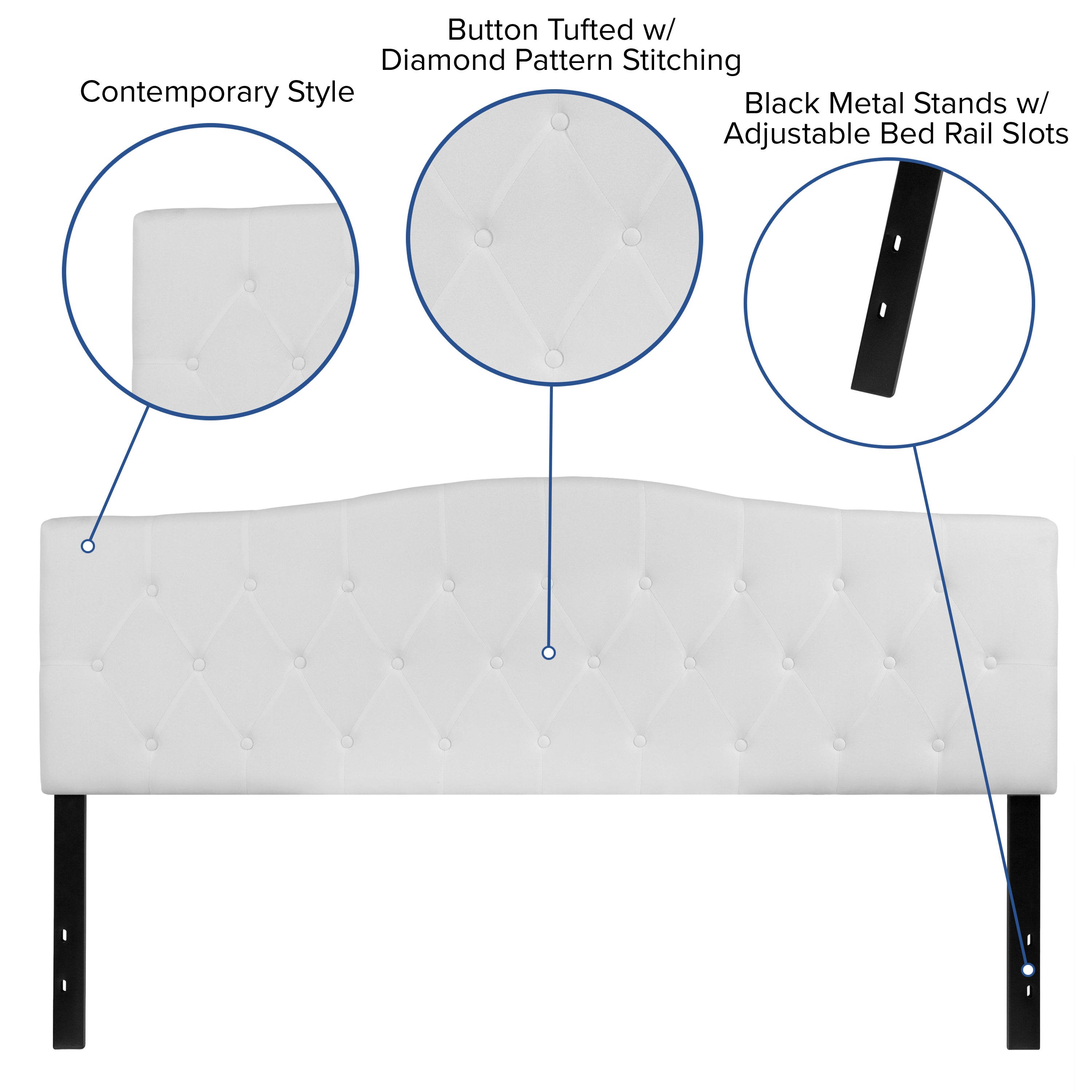 Cambridge Arched Button Tufted Upholstered Headboard-Headboard-Flash Furniture-Wall2Wall Furnishings