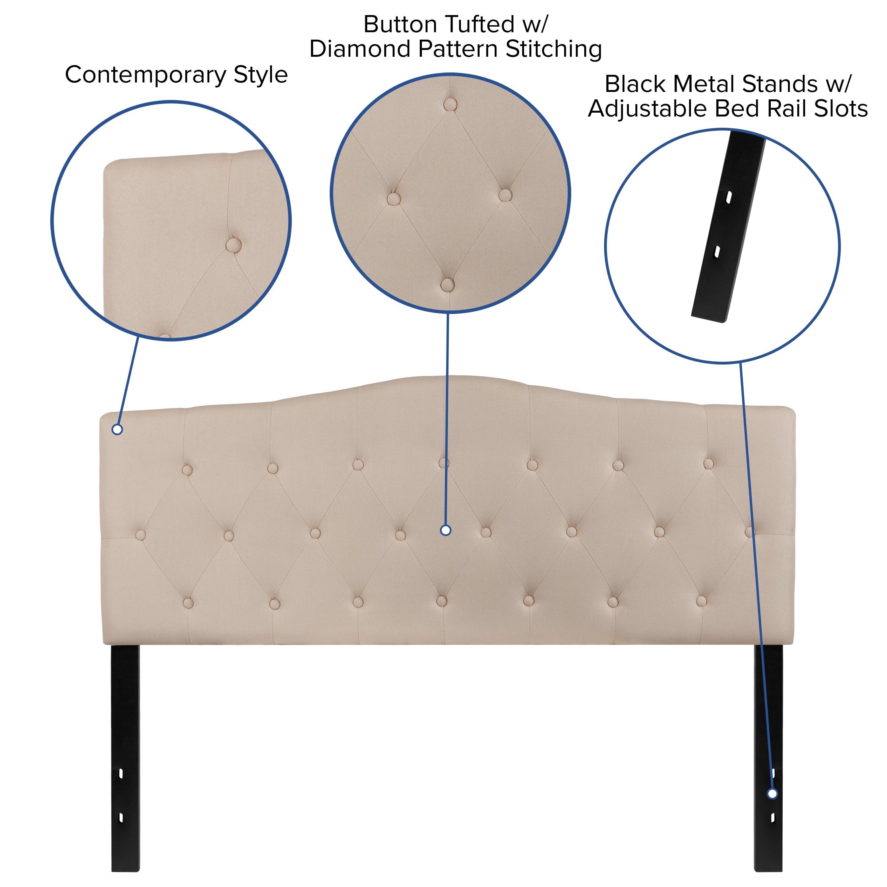 Cambridge Arched Button Tufted Upholstered Headboard