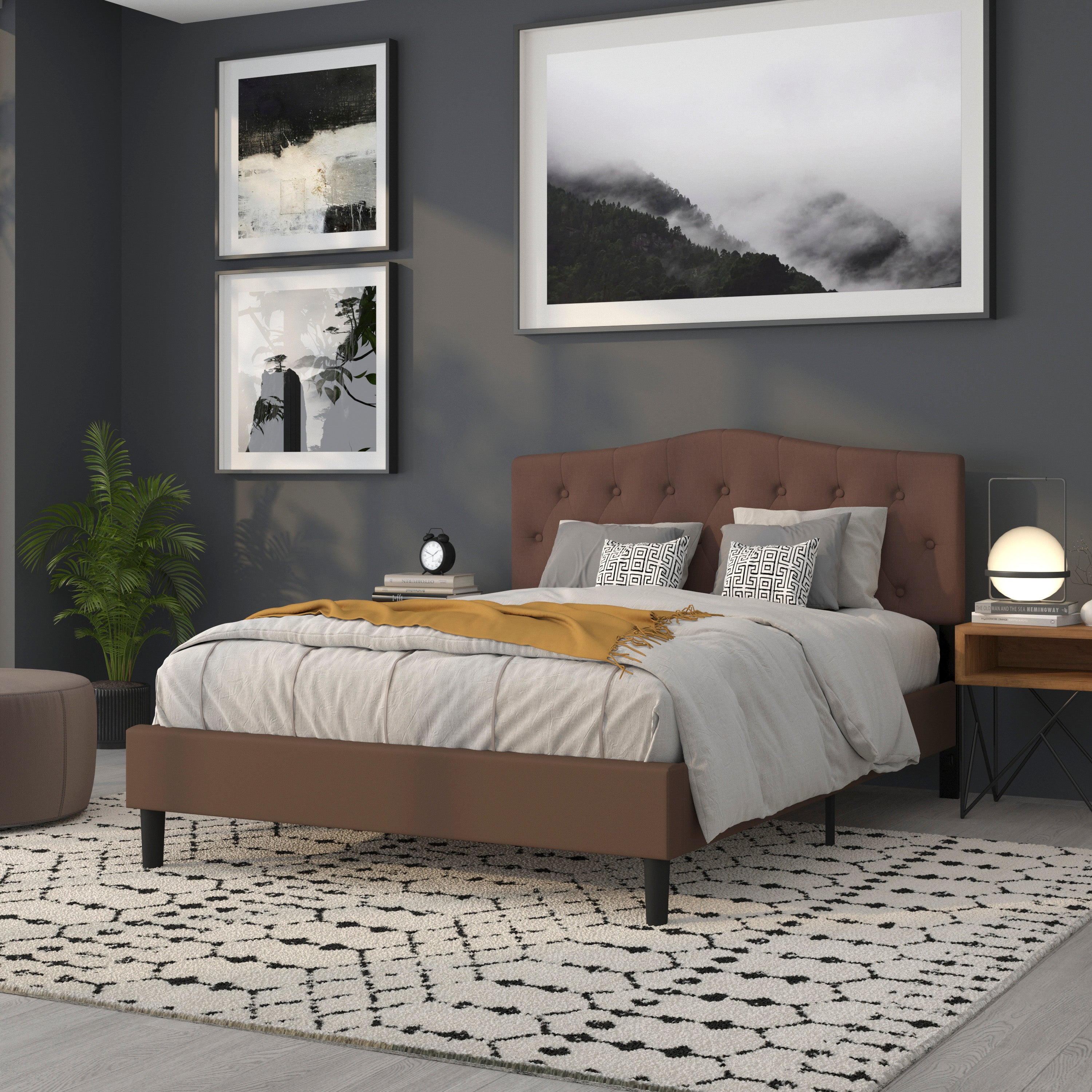 Cambridge Arched Button Tufted Upholstered Headboard