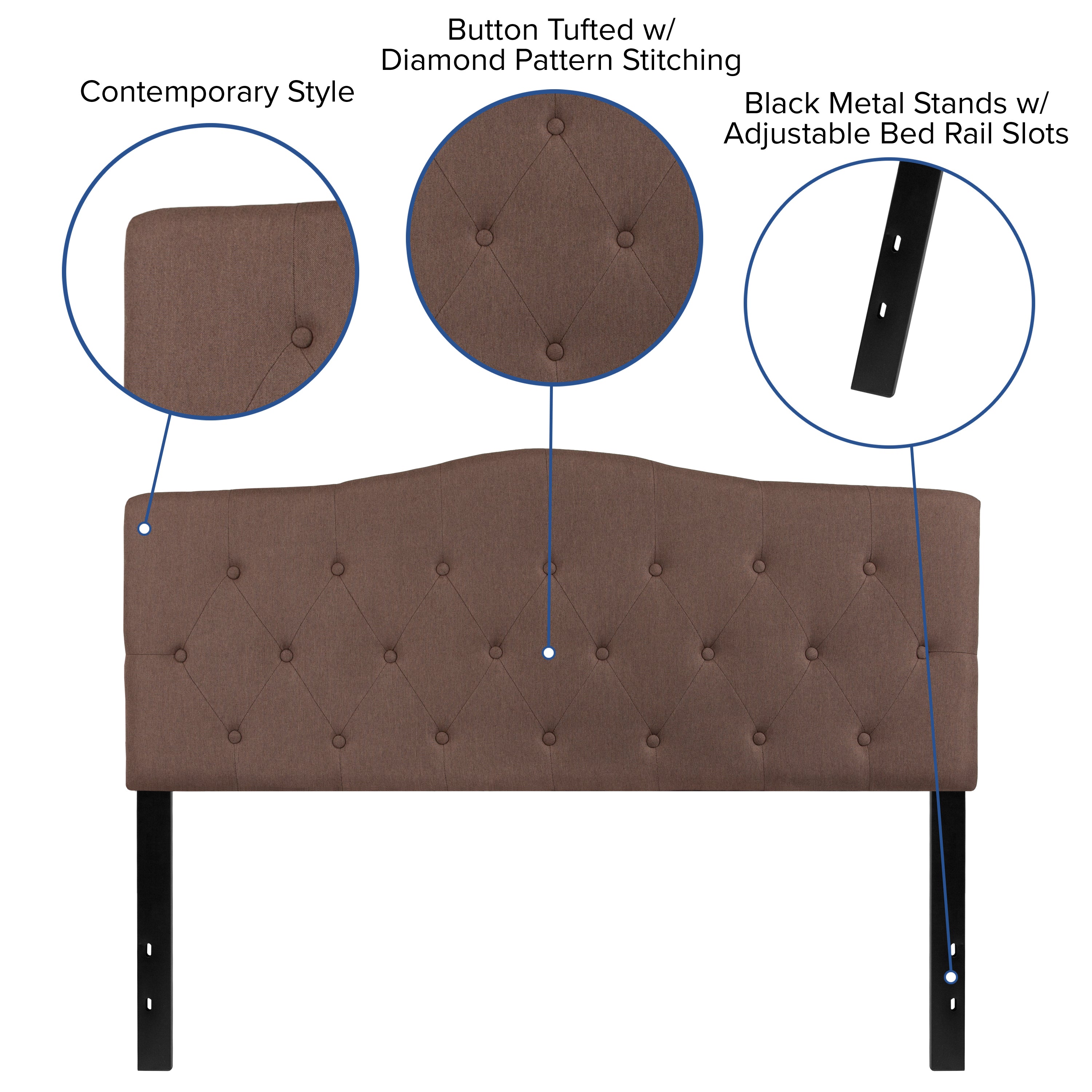 Cambridge Arched Button Tufted Upholstered Headboard
