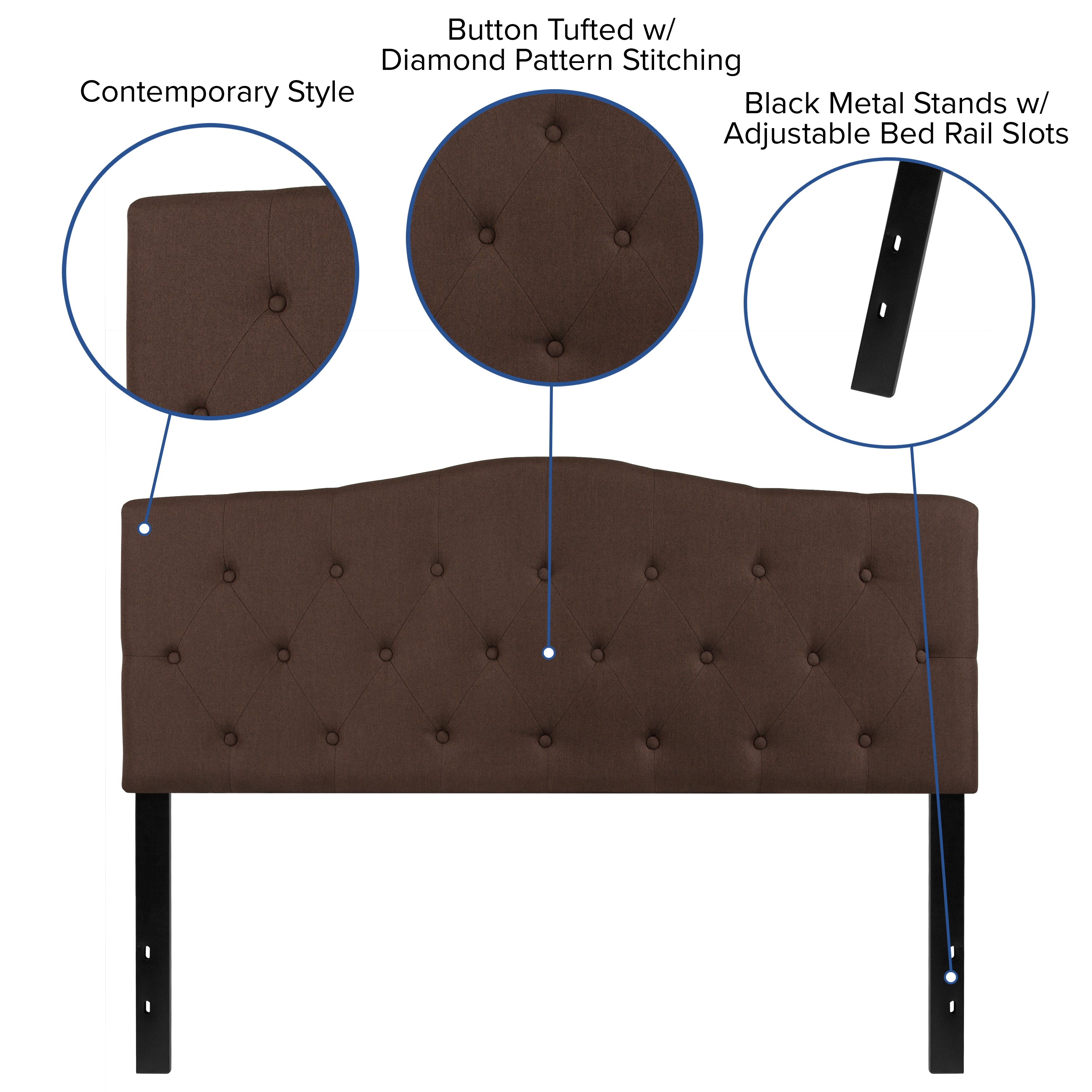 Cambridge Arched Button Tufted Upholstered Headboard