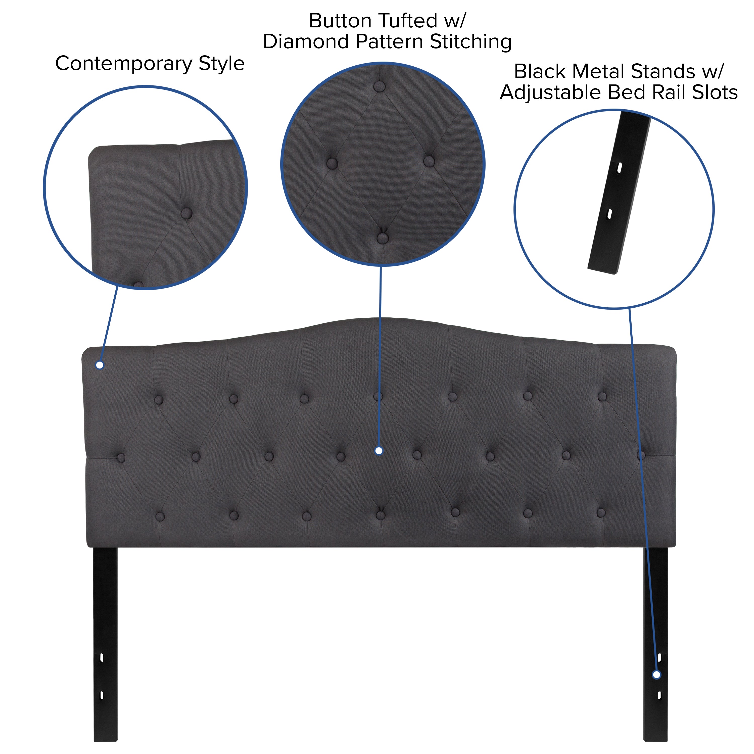 Cambridge Arched Button Tufted Upholstered Headboard