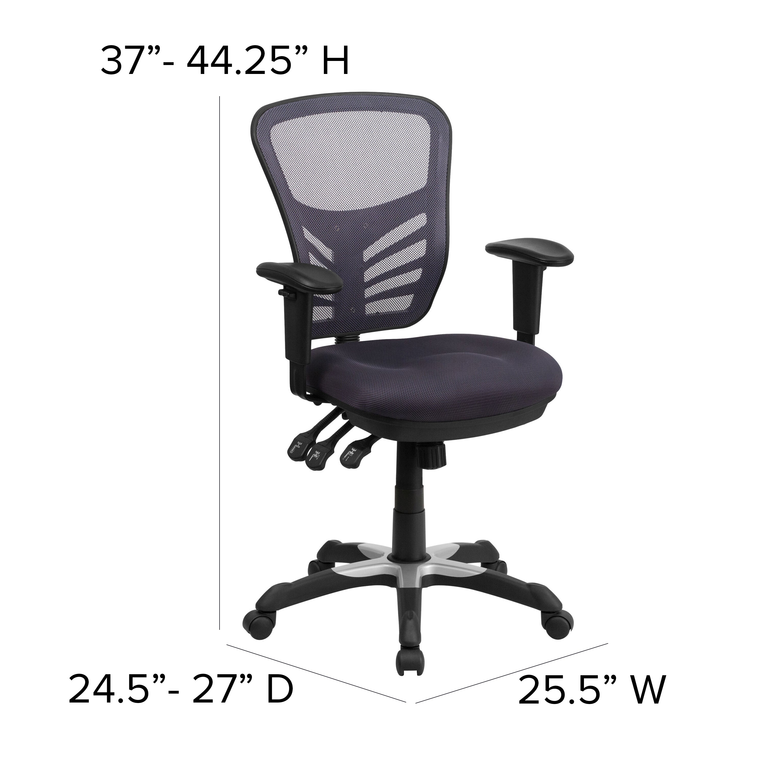 Mid-Back Mesh Multifunction Executive Swivel Ergonomic Office Chair with Adjustable Arms
