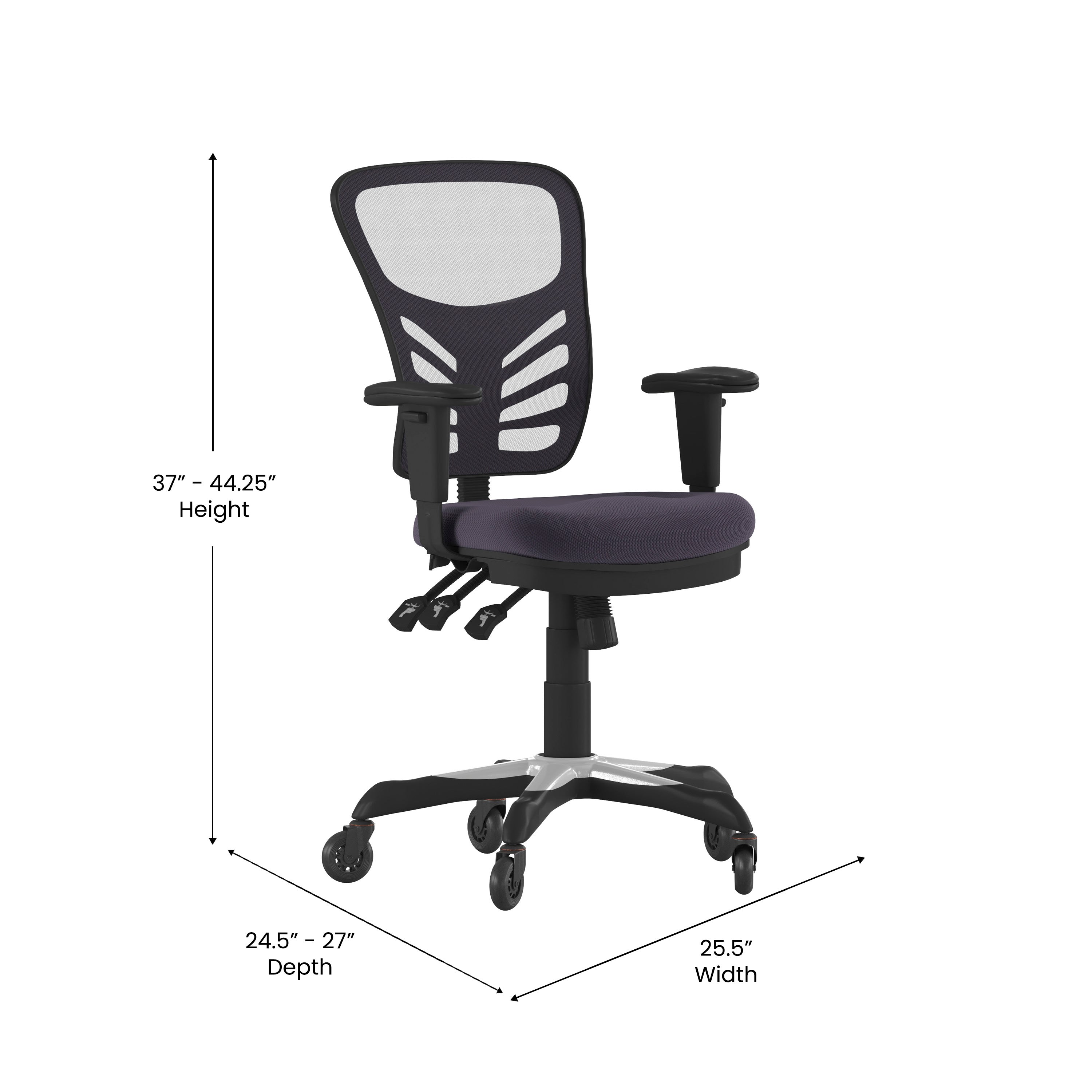 Nicholas Mid-Back Multifunction Executive Swivel Ergonomic Office Chair with Adjustable Arms and Transparent Roller Wheels