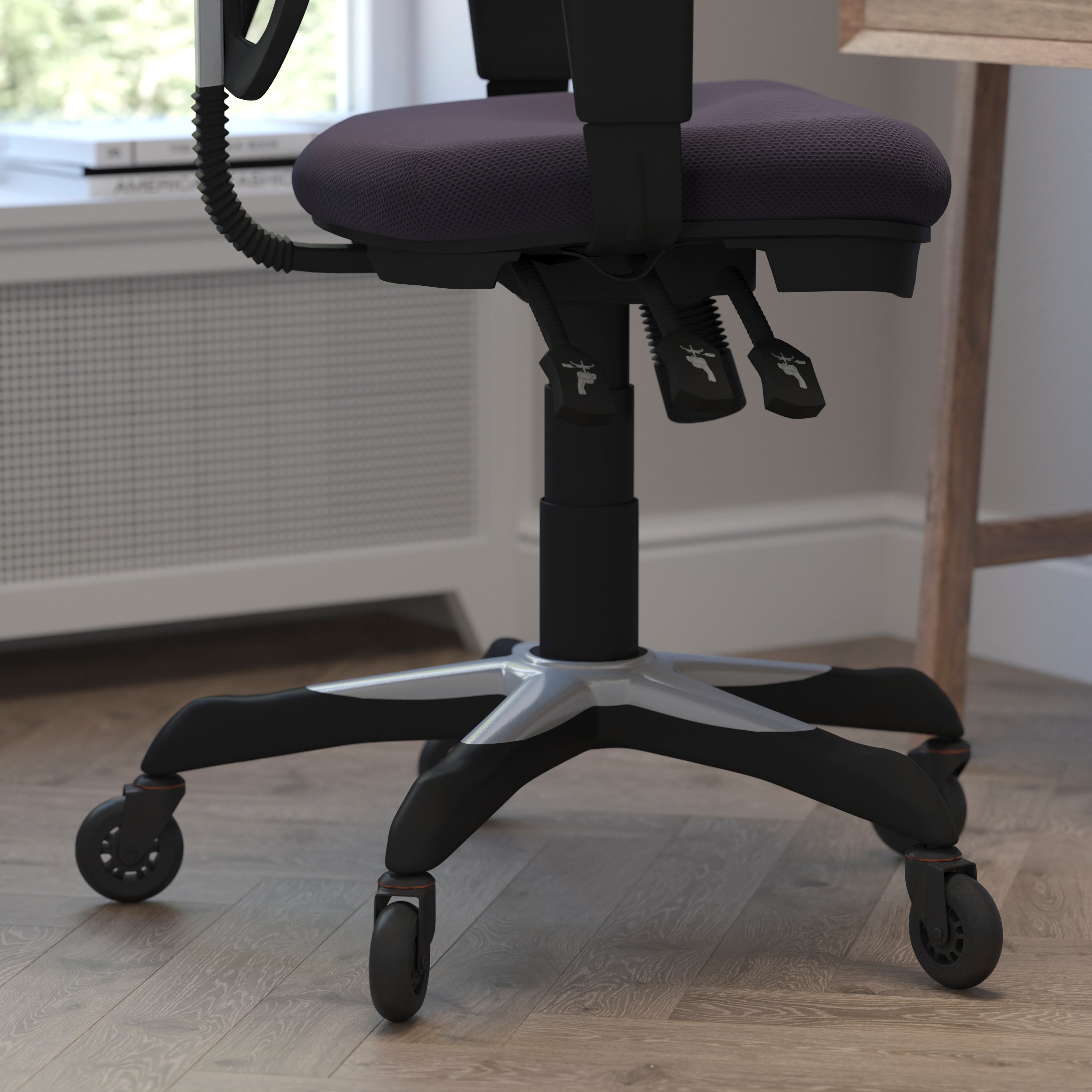 Nicholas Mid-Back Multifunction Executive Swivel Ergonomic Office Chair with Adjustable Arms and Transparent Roller Wheels