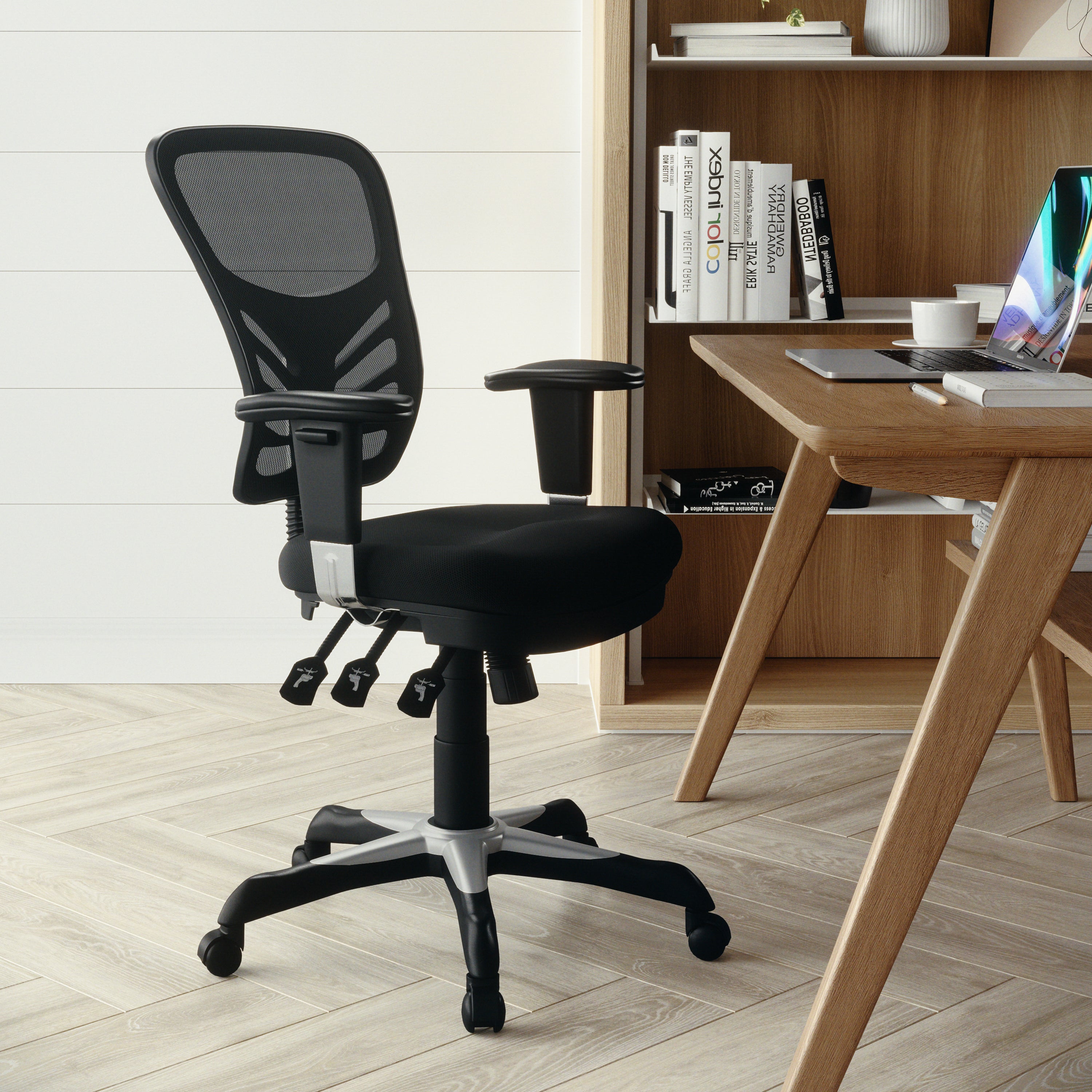 Mid-Back Mesh Multifunction Executive Swivel Ergonomic Office Chair with Adjustable Arms