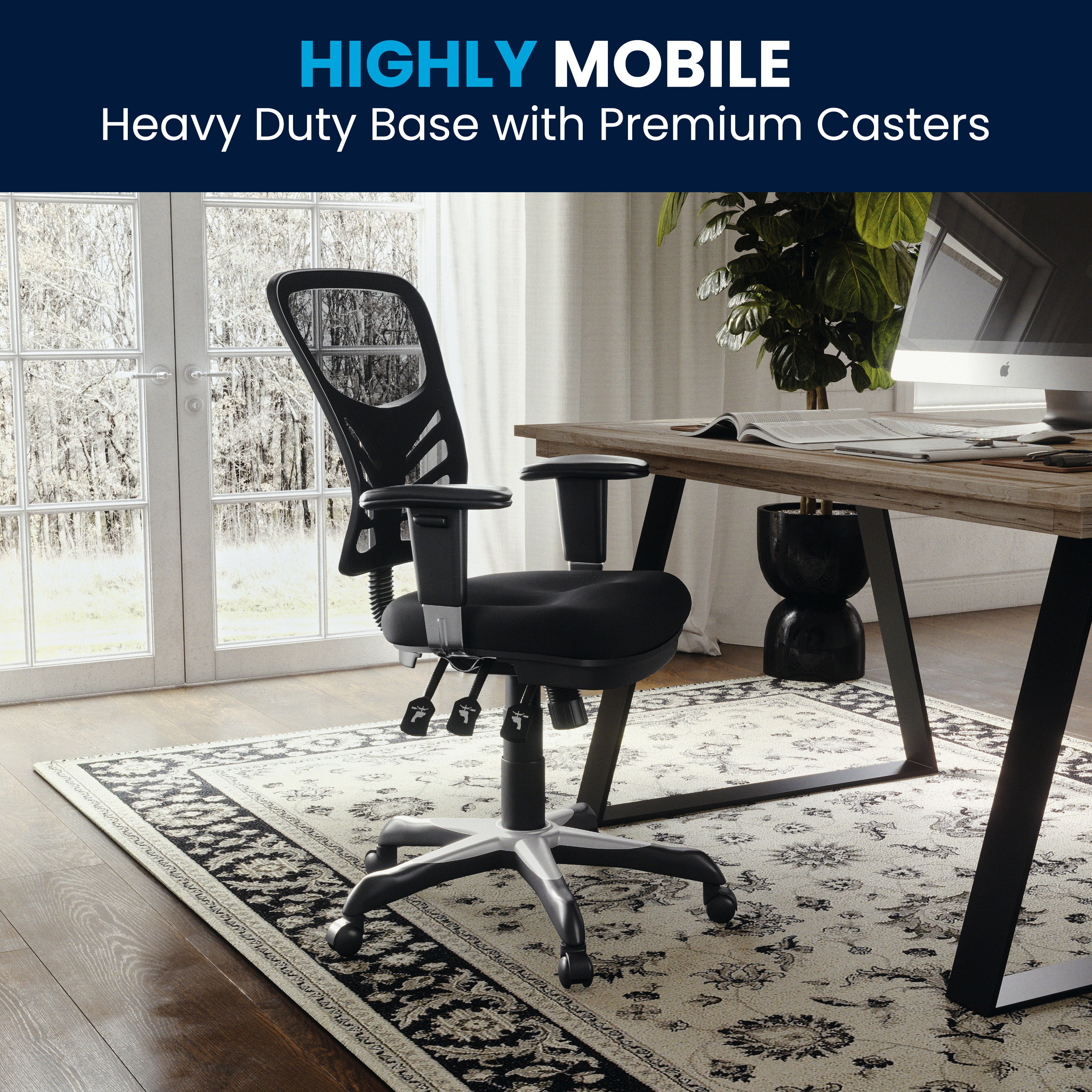 Mid-Back Mesh Multifunction Executive Swivel Ergonomic Office Chair with Adjustable Arms