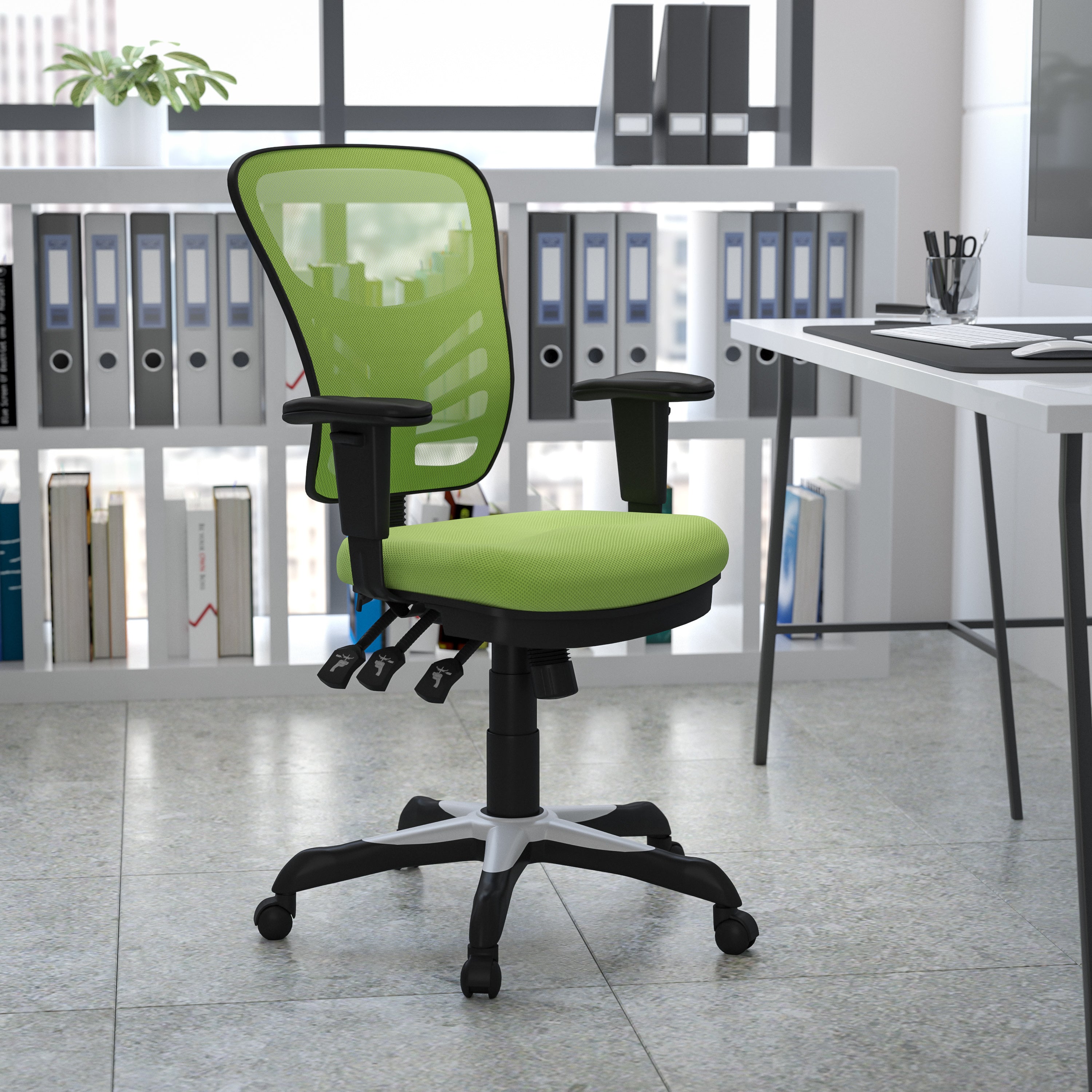 Mid-Back Mesh Multifunction Executive Swivel Ergonomic Office Chair with Adjustable Arms